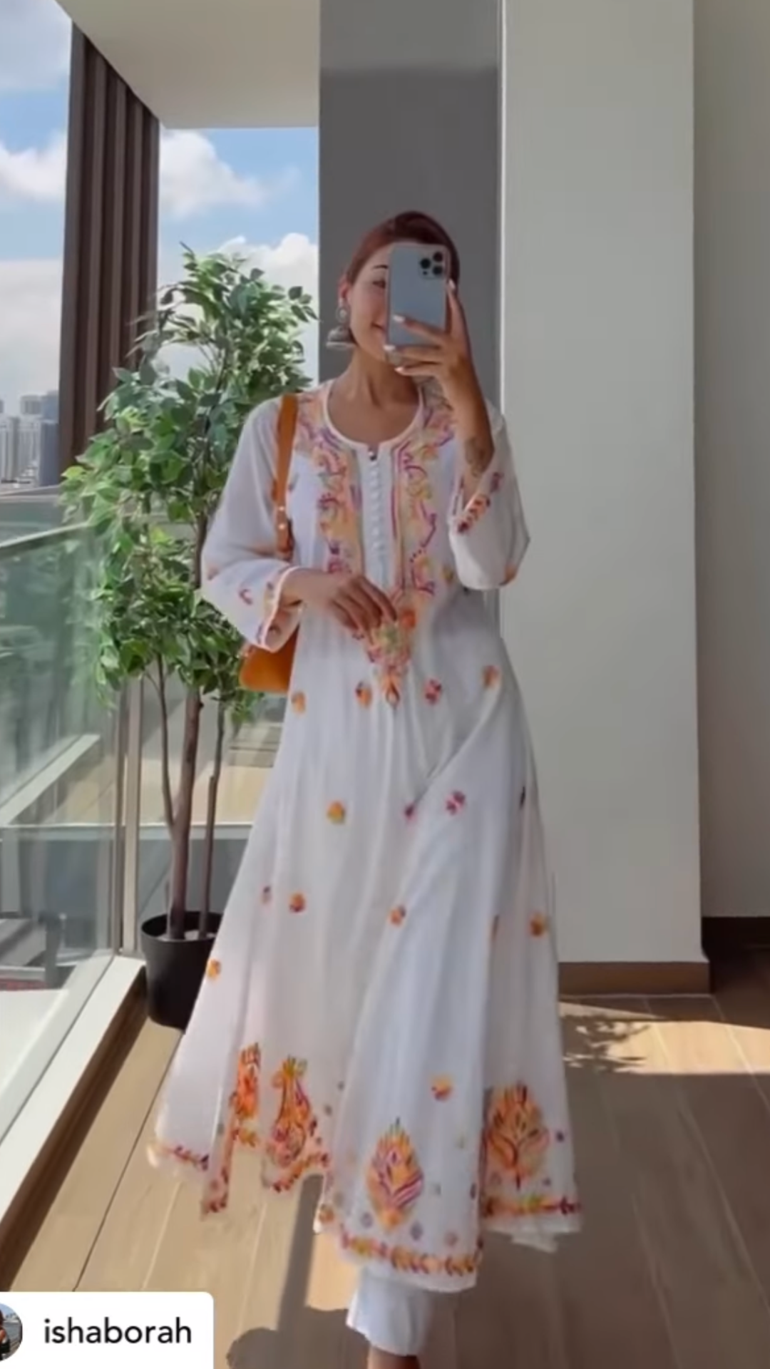 Naeem Multi Embroidered Flared Kurta