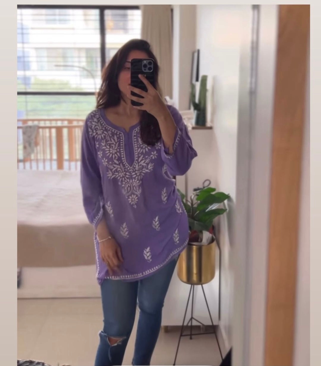 Farsana_Lilac_Short_Cotton_Kurta_shop_Namastay