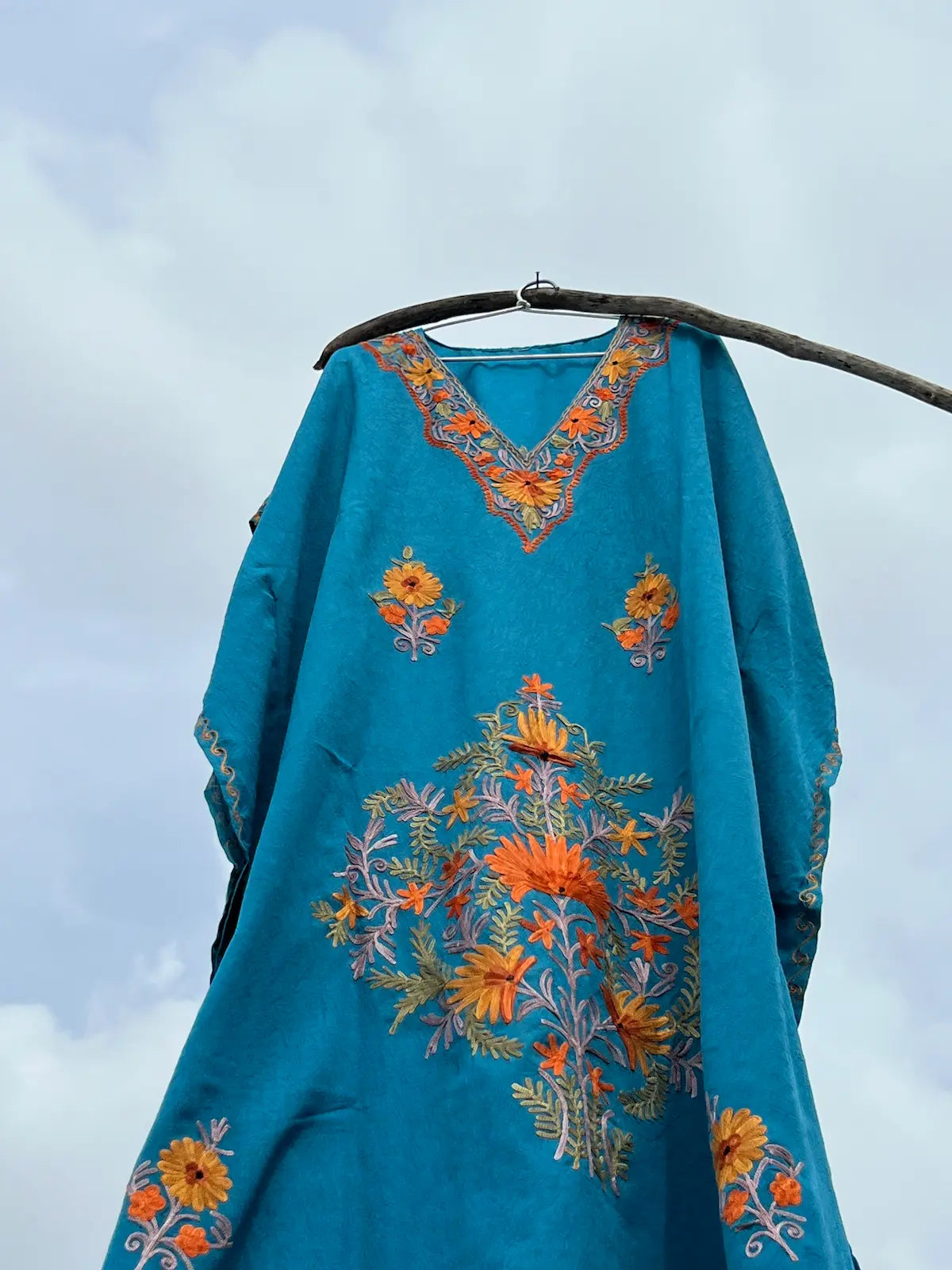 Firozi Kashmiri Aari Summer Short Kaftan