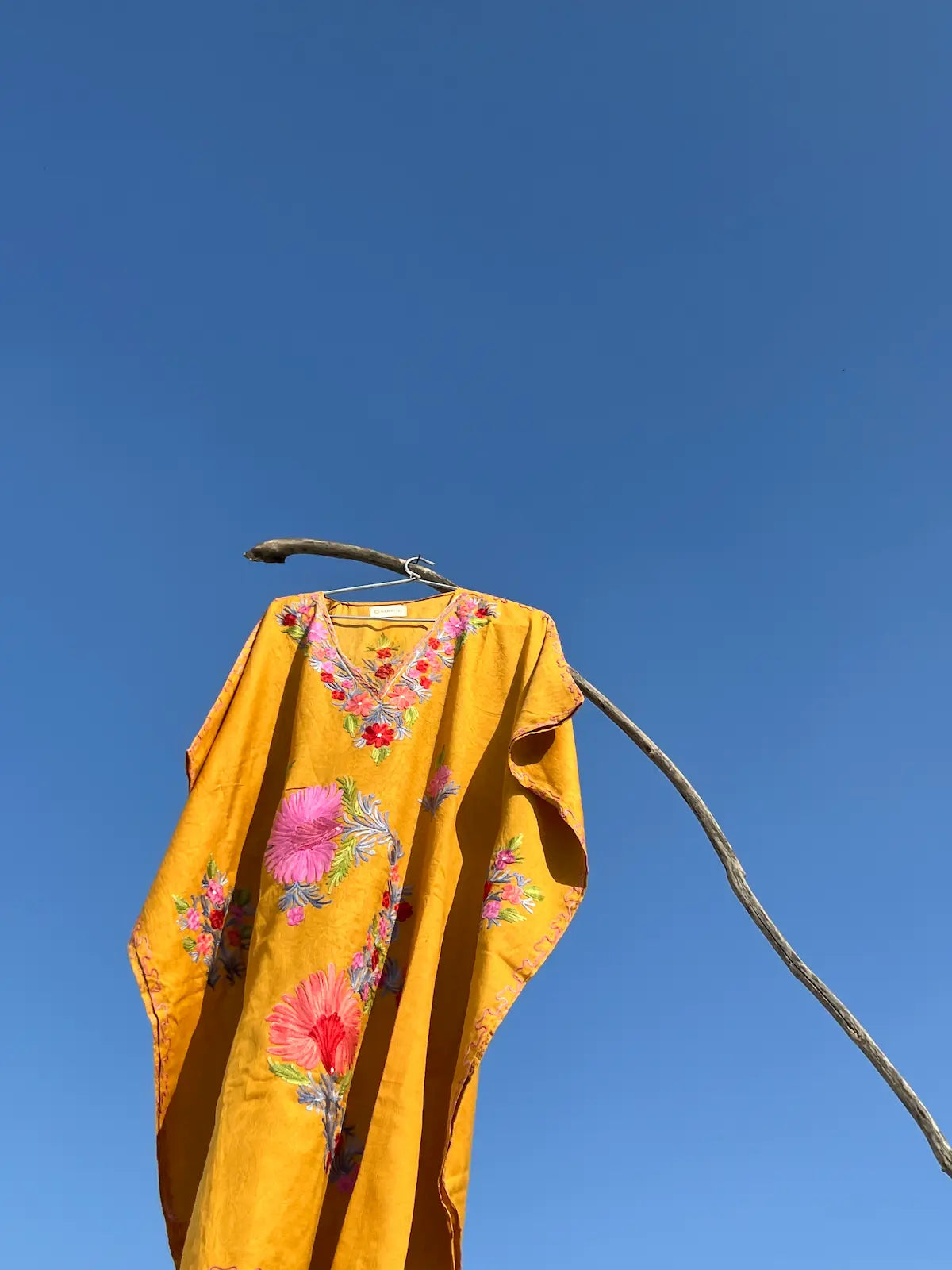 mustard kashmiri embroidered kaftan 2