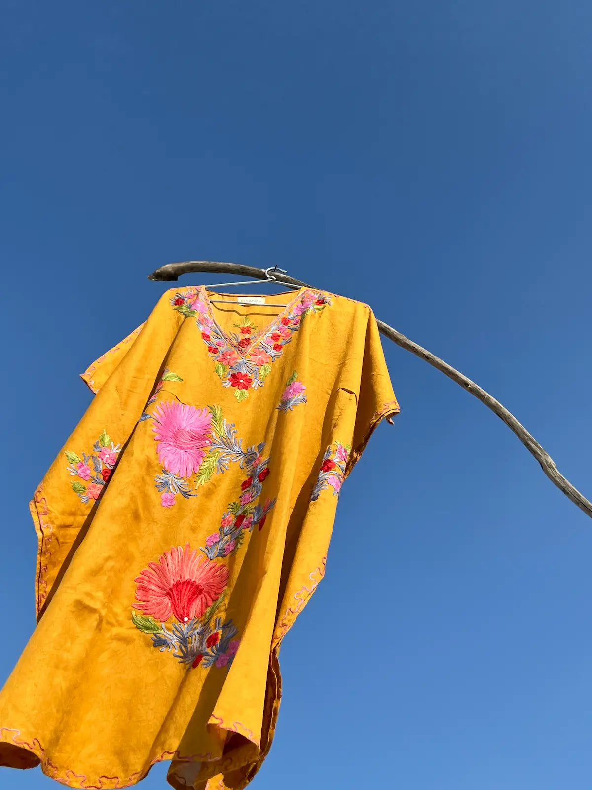 mustard kashmiri embroidered kaftan 3