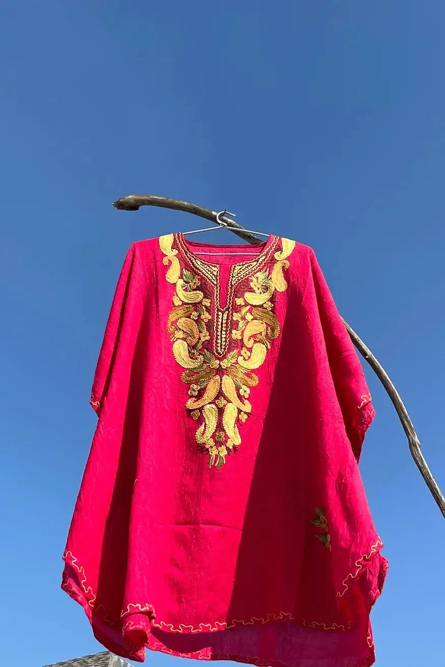 rani pink short Kashmiri kaftan 2