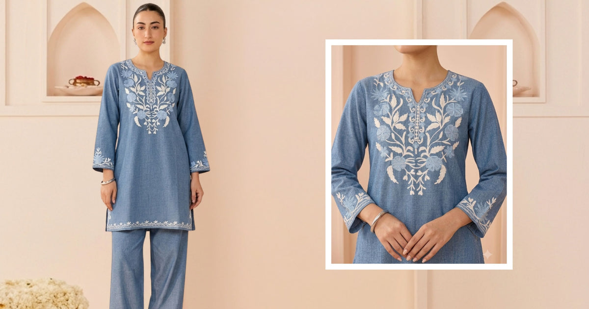 Embroidered Denim for Women: Kaftans, Co-ord Sets &amp; More