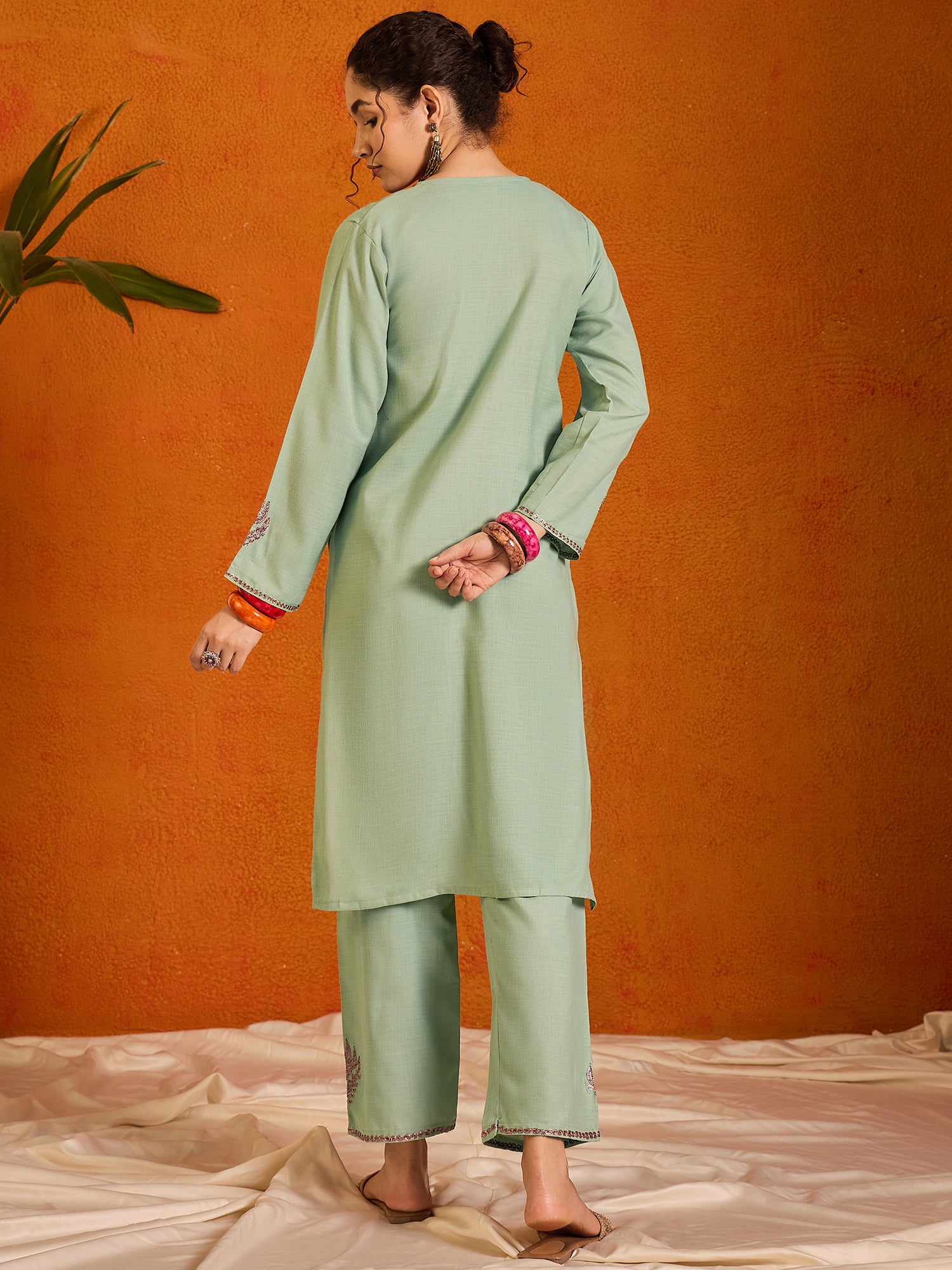 Maisa_Kashmiri_Green_Cotton_Kurta_Co-ord_Set_shop_Namastay
