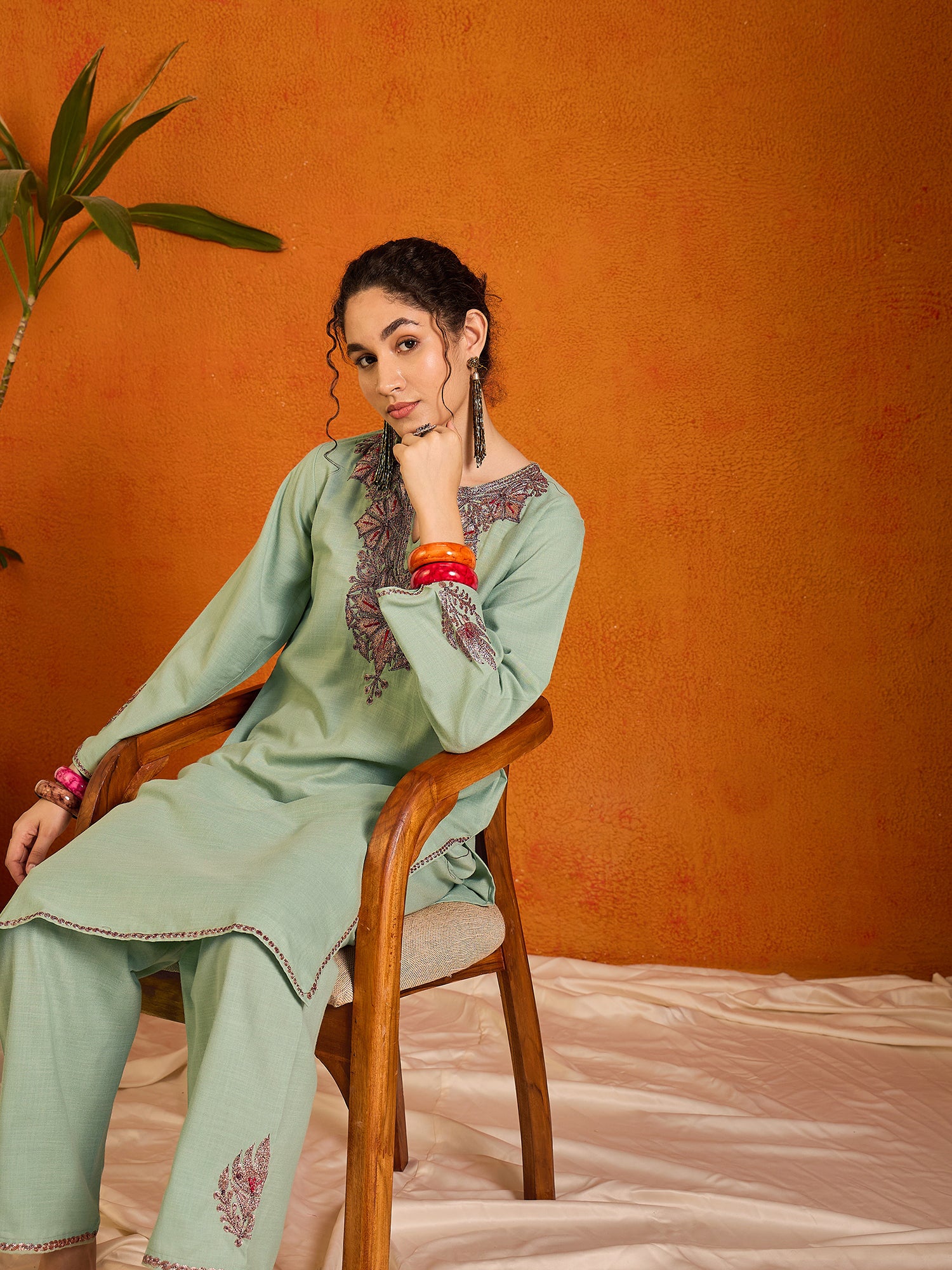 Maisa_Kashmiri_Green_Cotton_Kurta_Co-ord_Set_shop_Namastay