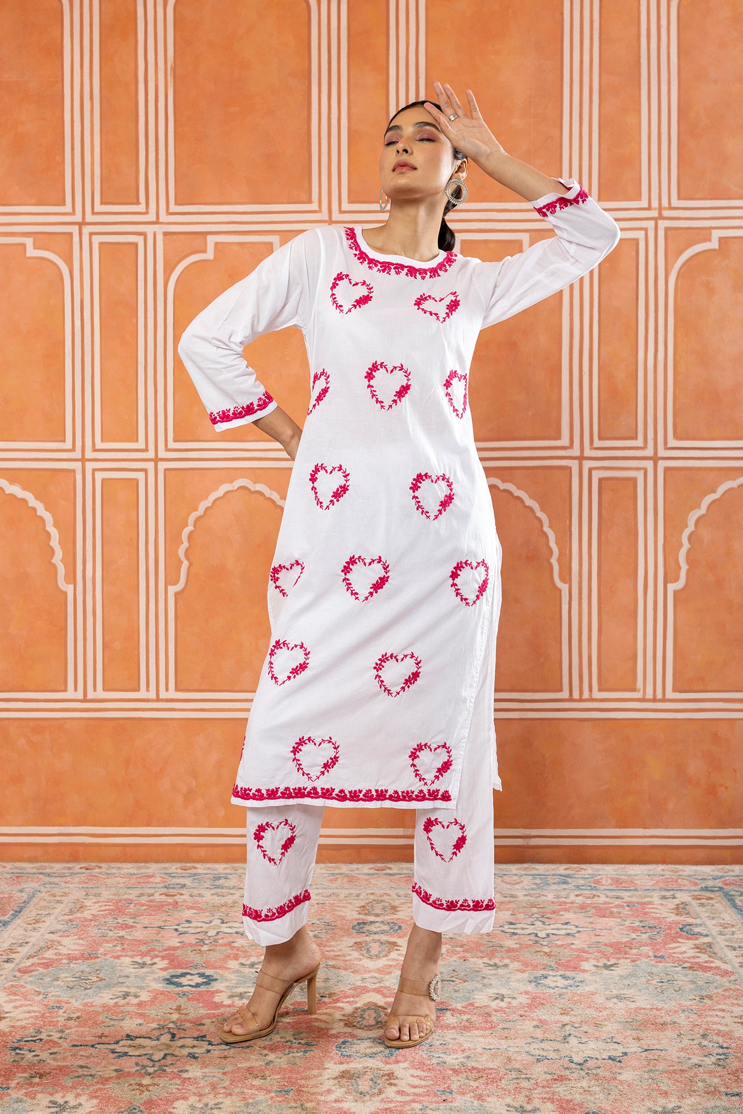 I_Heart_You_White_Chikankari_Cotton_Kurta_Palazzo_Coord_Set_shop_Namastay