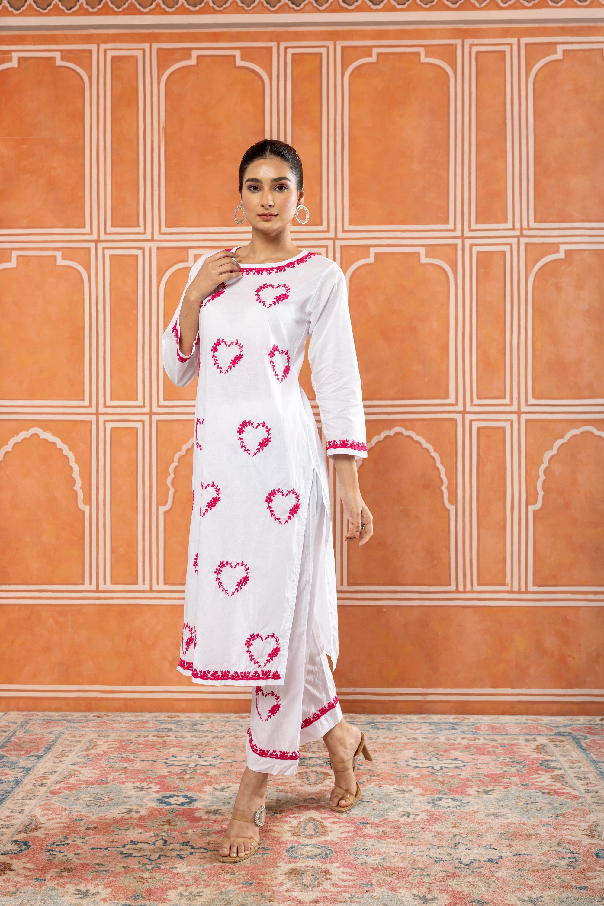 I_Heart_You_White_Chikankari_Cotton_Kurta_Palazzo_Coord_Set_shop_Namastay