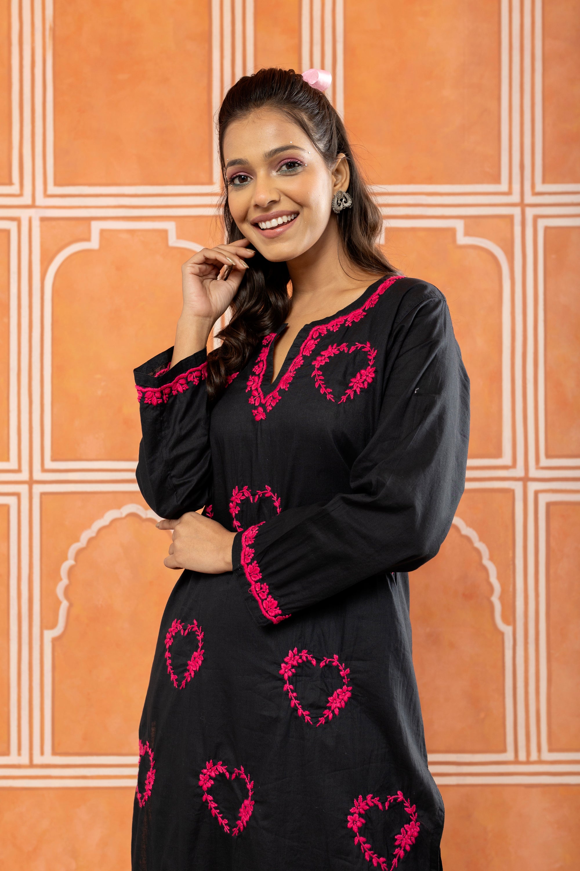 I_Love_You_Black_Chikankari_Cotton_Kurta_Palazzo_Coord_Set_shop_Namastay