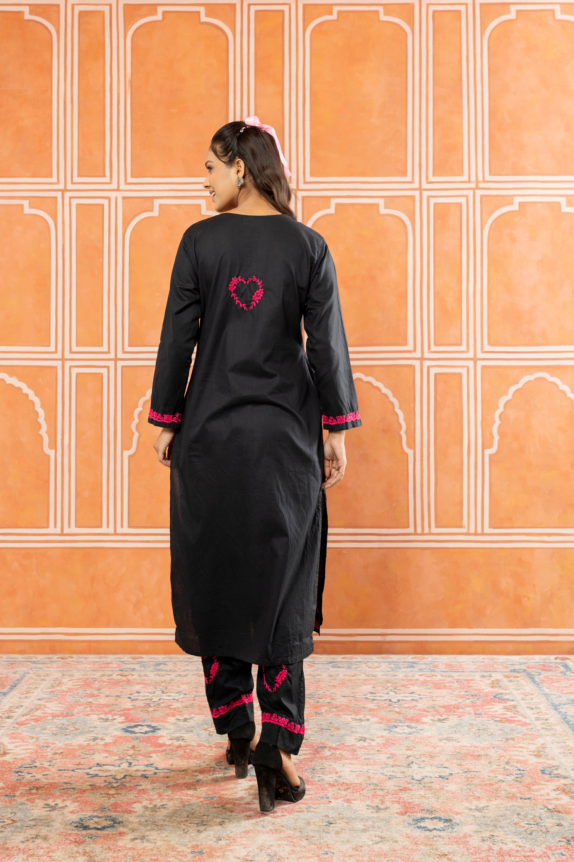 I_Love_You_Black_Chikankari_Cotton_Kurta_Palazzo_Coord_Set_shop_Namastay