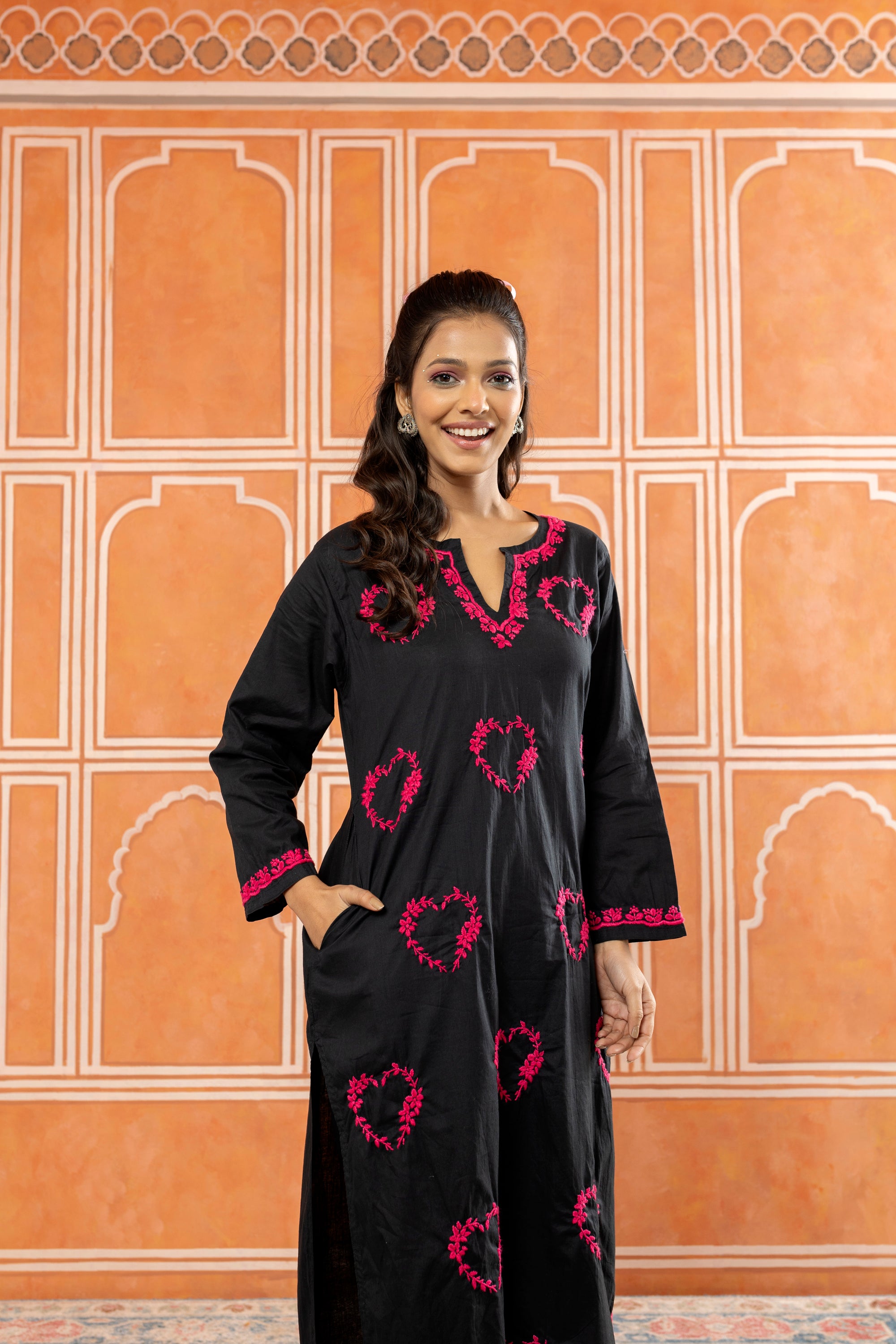 I_Love_You_Black_Chikankari_Cotton_Kurta_Palazzo_Coord_Set_shop_Namastay