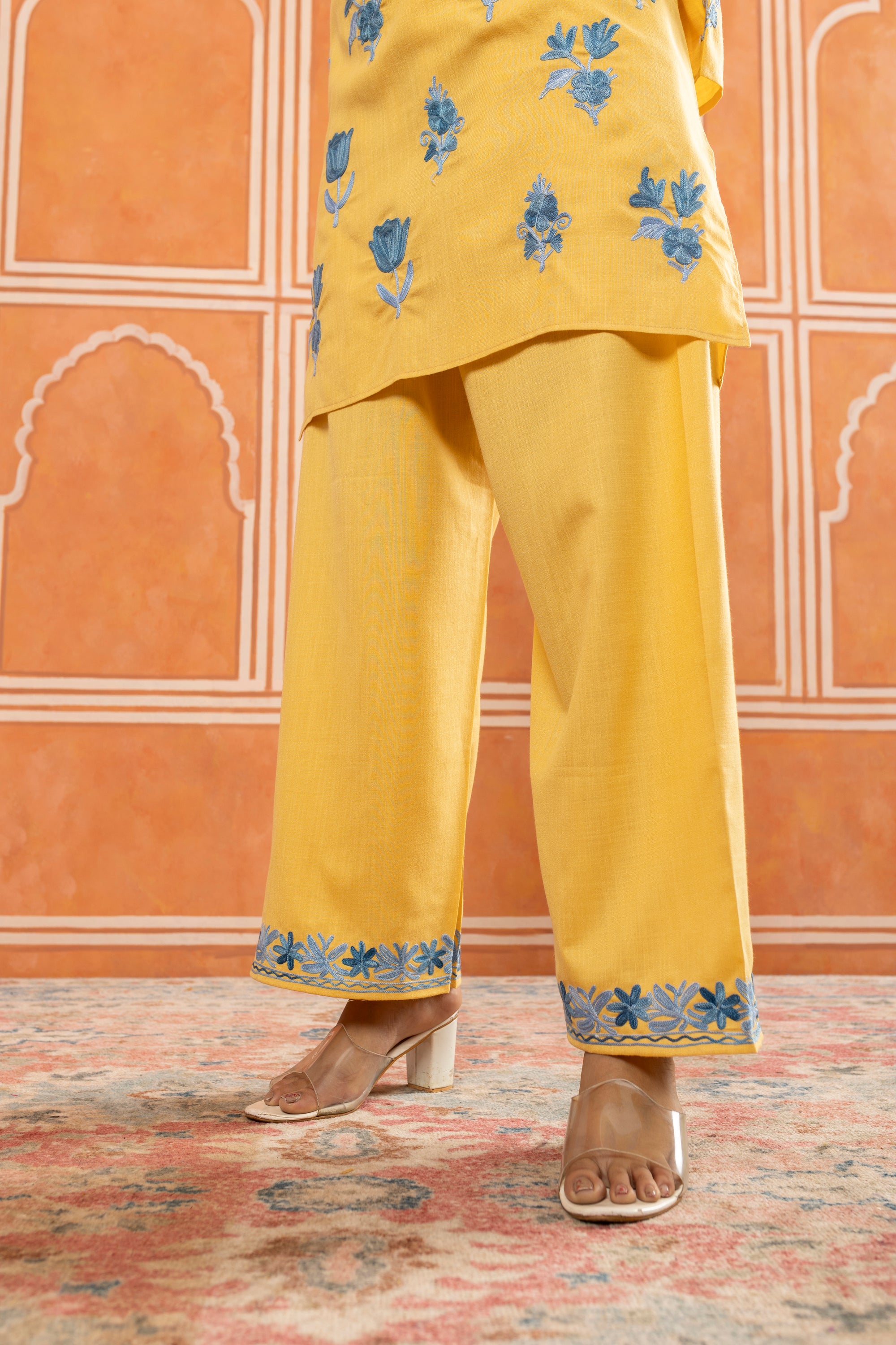 She's_my_Sunshine_Yellow_Kashmiri_Coord_Cotton_Kurta_Pants_Set_shop_Namastay