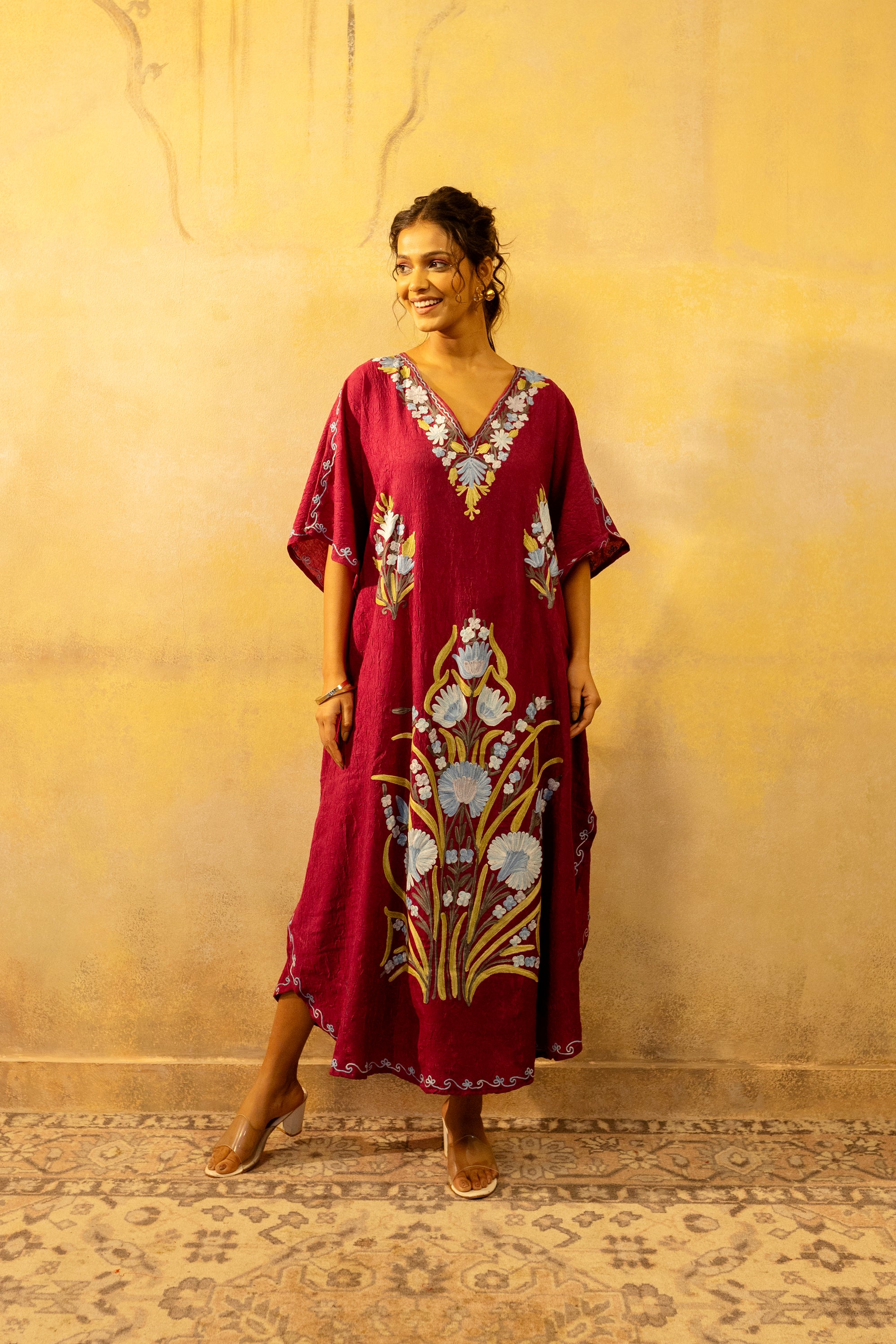 Mademoiselle_Magenta_Kashmiri_Summer_Long_Cotton_Kaftan_shop_Namastay