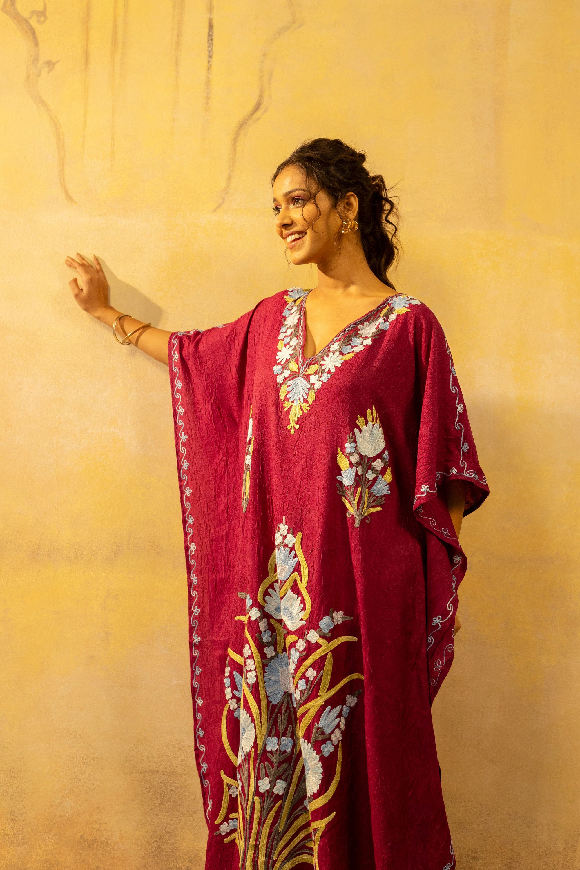 Mademoiselle_Magenta_Kashmiri_Summer_Long_Cotton_Kaftan_shop_Namastay