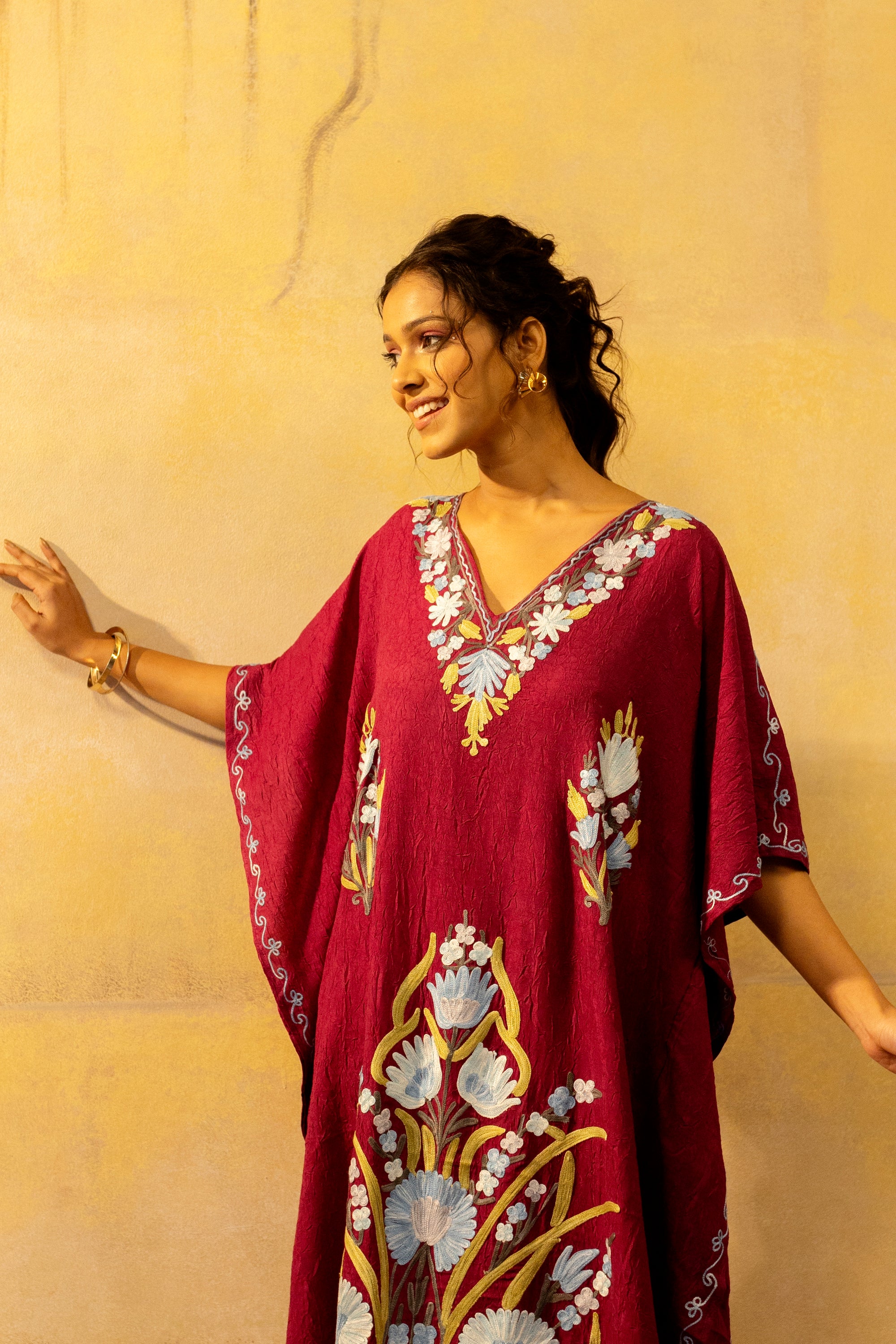 Mademoiselle_Magenta_Kashmiri_Summer_Long_Cotton_Kaftan_shop_Namastay