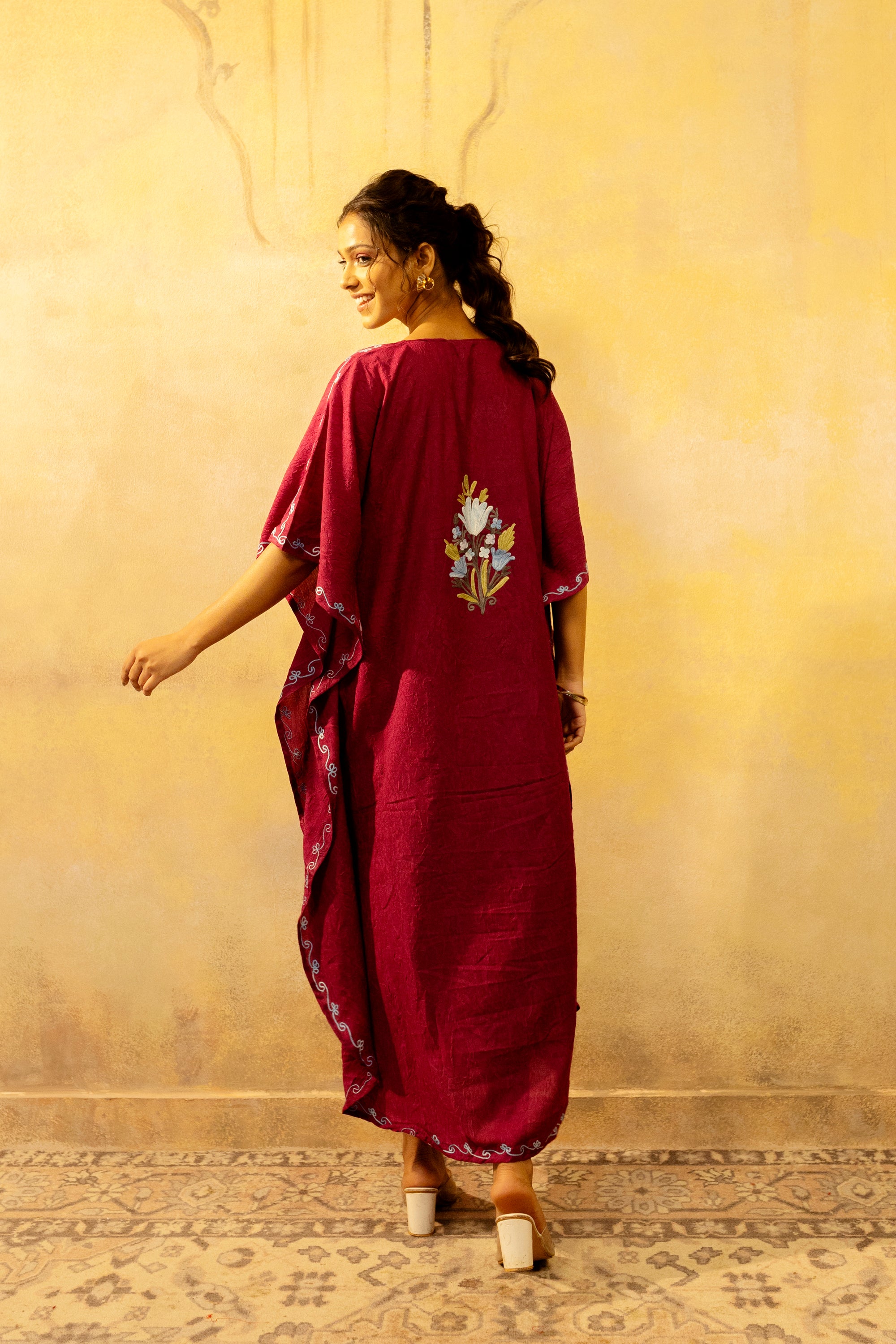 Mademoiselle Magenta Kashmiri Summer Long Cotton Kaftan