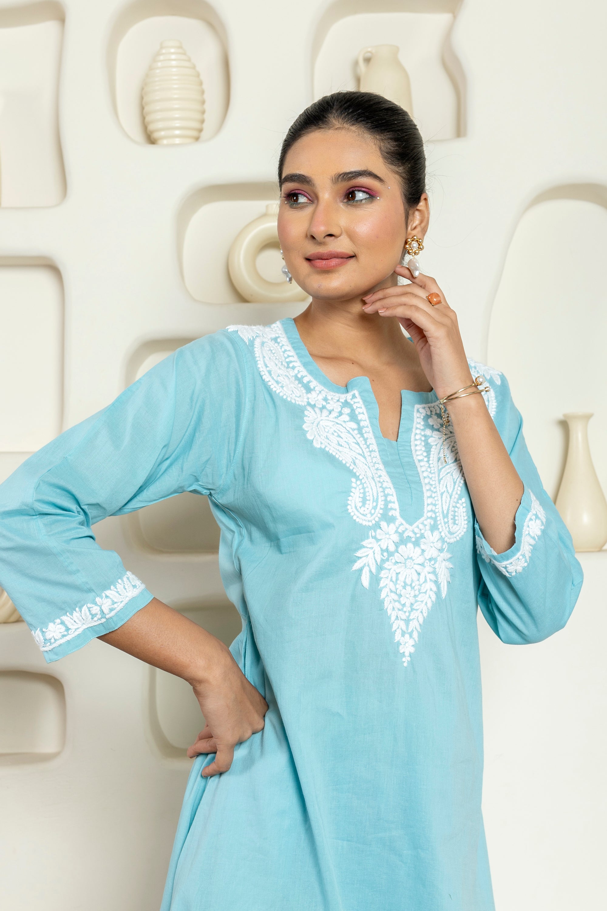 Boss_Babe_Light_Blue_Chikankari_Cotton_Kurta_Palazzo_Coord_Set_shop_Namastay