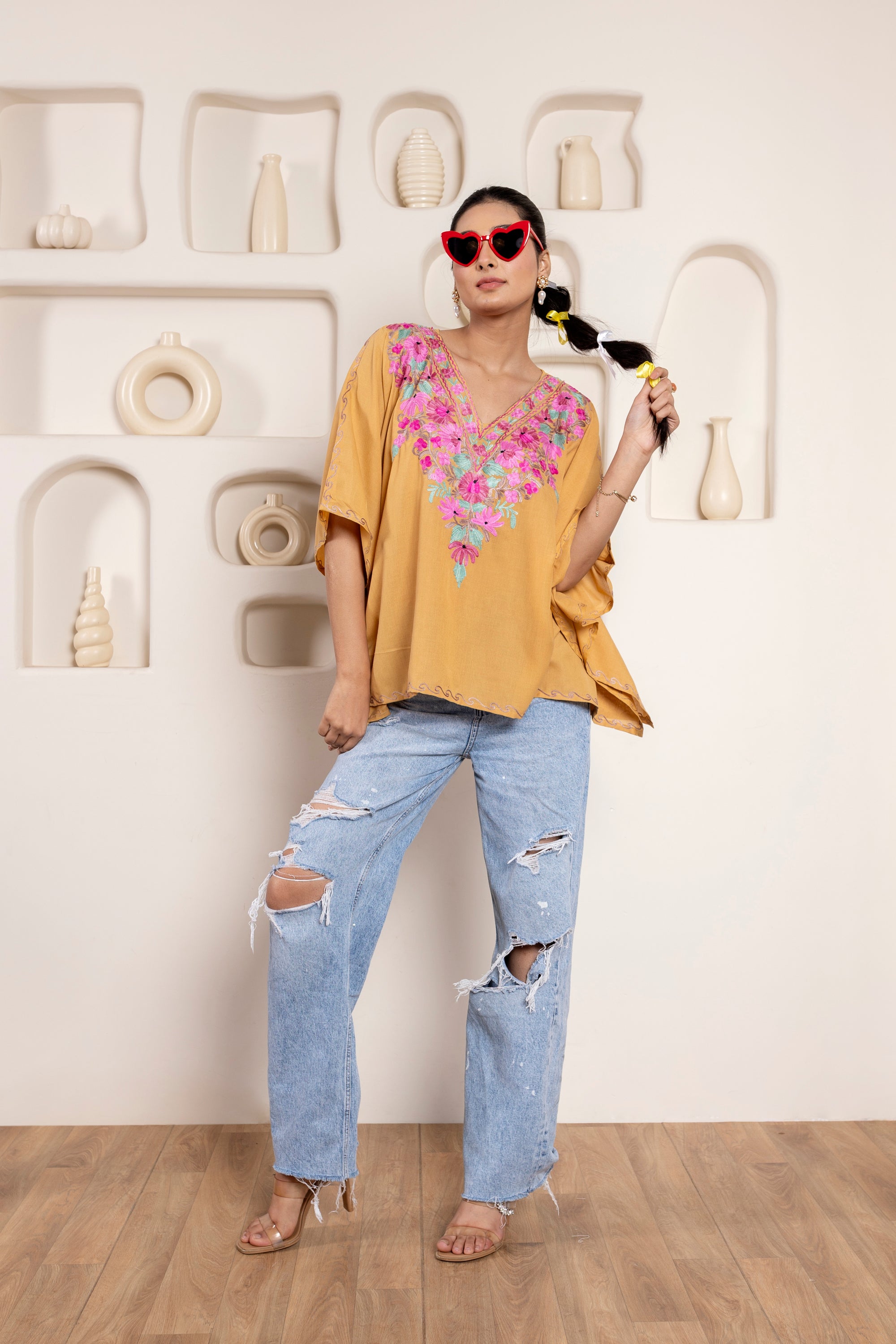 Babe_Beige_Kashmiri_Summer_Cotton_Kaftan_Kurta_Top_shop_Namastay