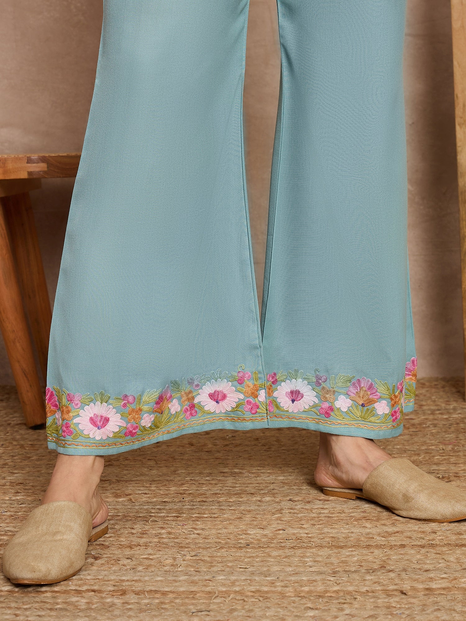 Maria Sky Blue Kashmiri Cotton Coord Set