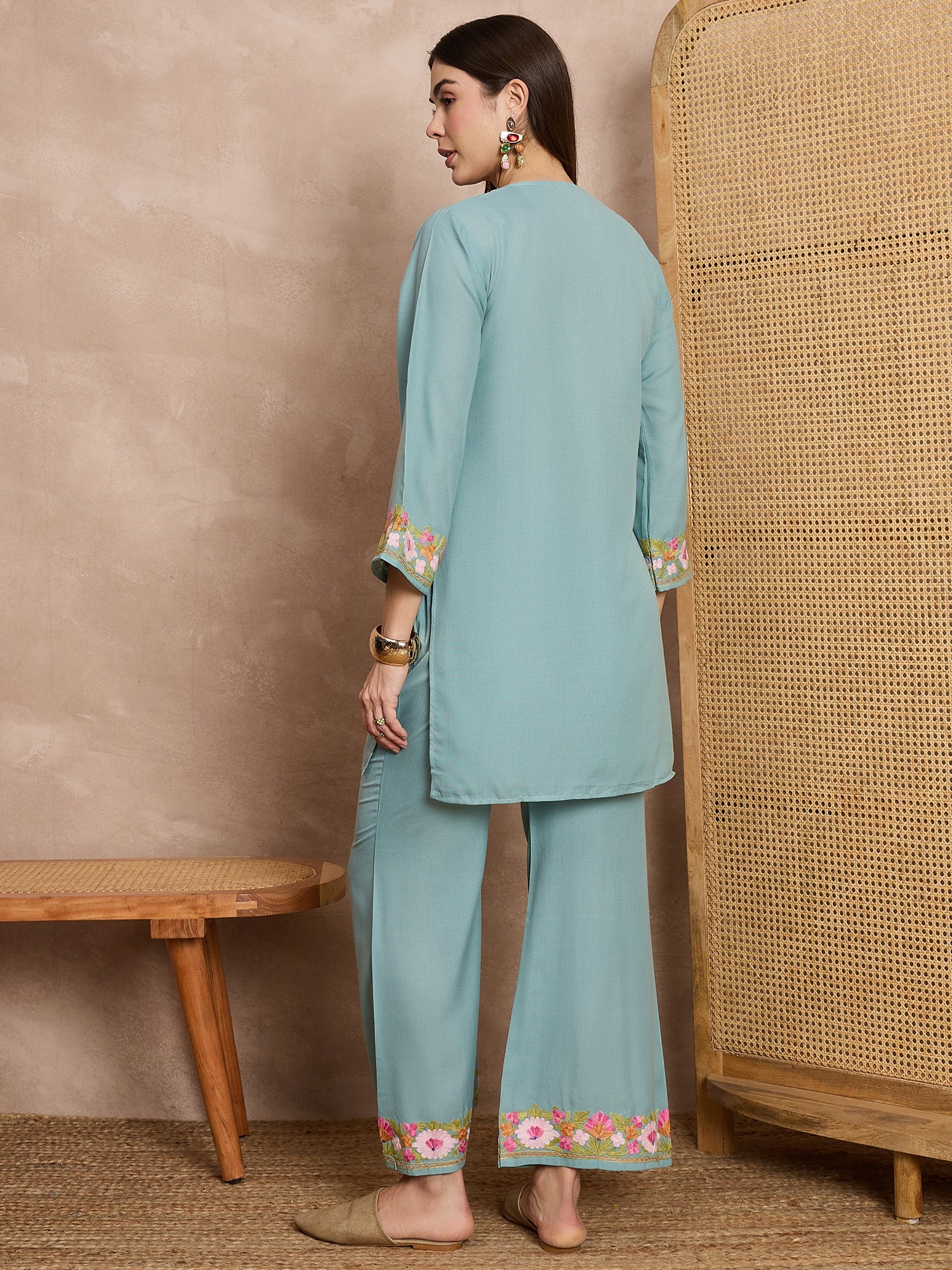 Maria_Sky_Blue_Kashmiri_Cotton_Coord_Set_shop_Namastay