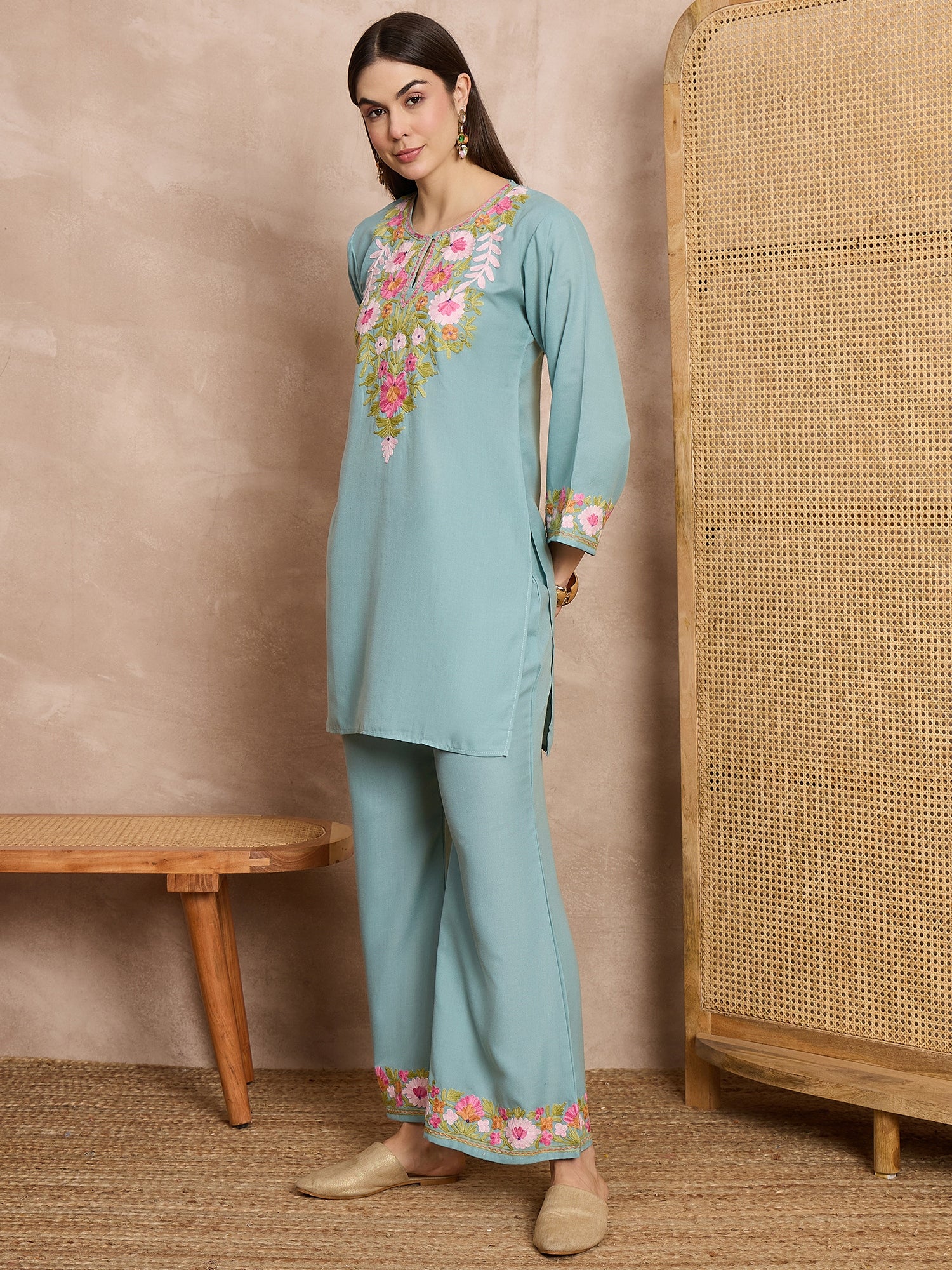 Maria_Sky_Blue_Kashmiri_Cotton_Coord_Set_shop_Namastay
