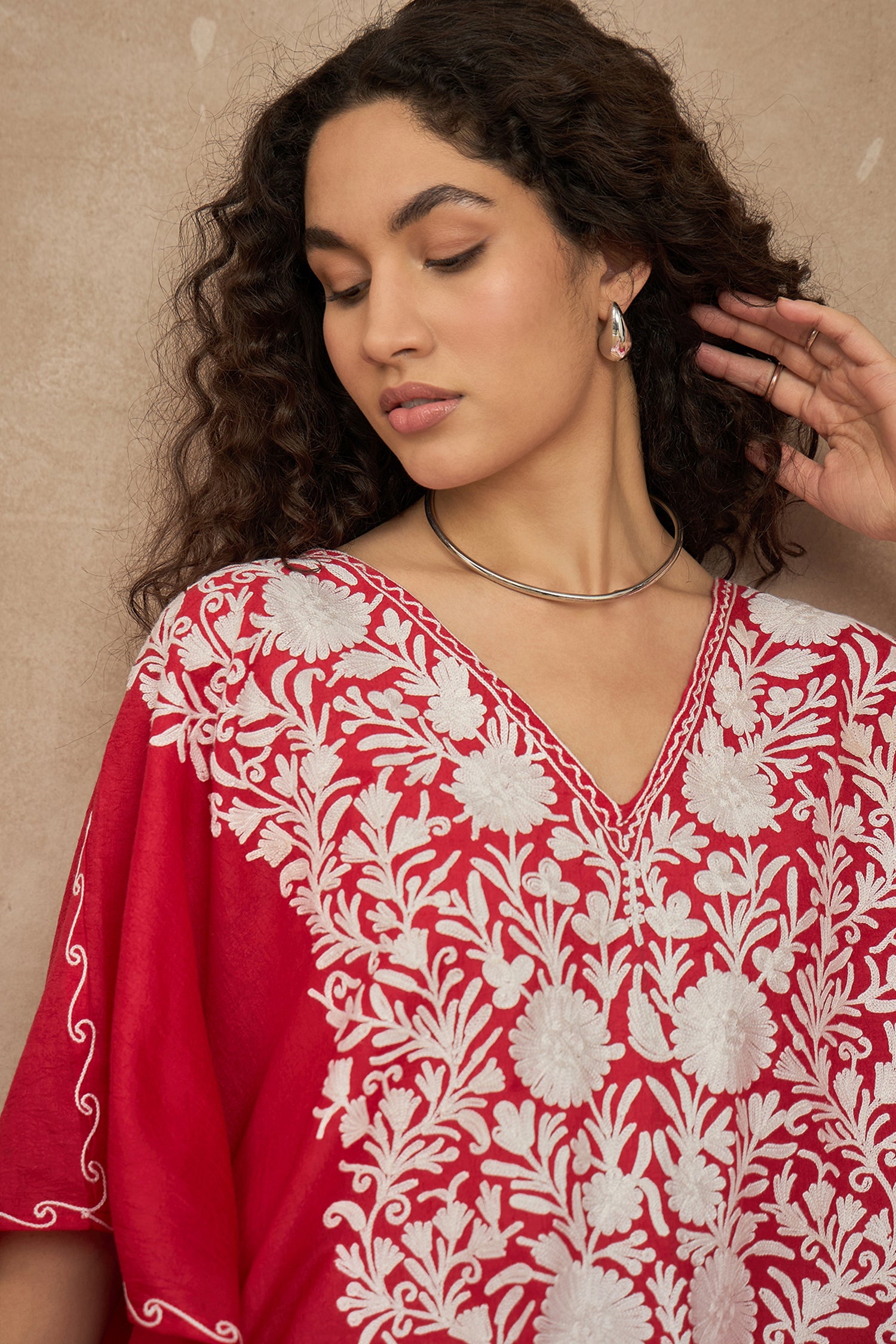 Crimson_Red_Kashmiri_Summer_Kaftan_-_Long_shop_Namastay