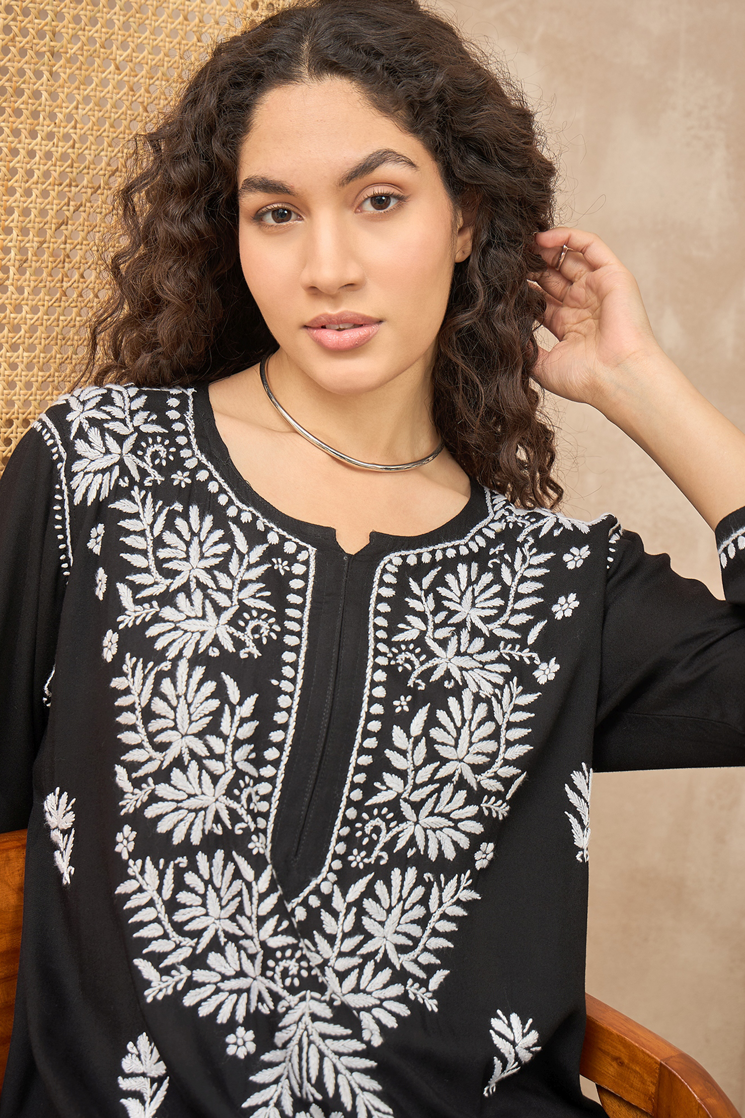 Diya_Black_Chikankari_Kurta_Coord_Set_shop_Namastay