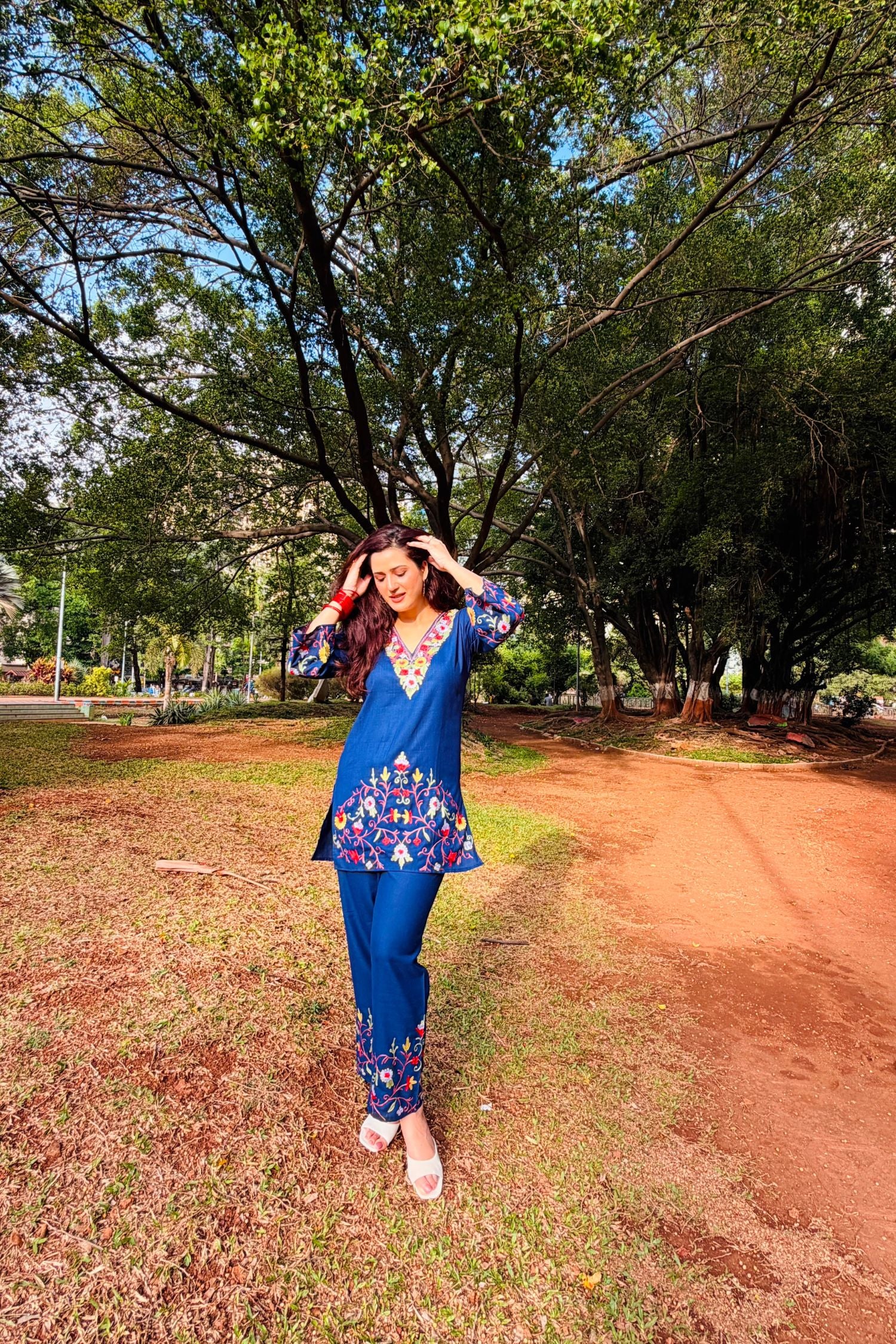 Isha Rikhi in Soha Cotton Kashmiri Kurta Co-ord Set