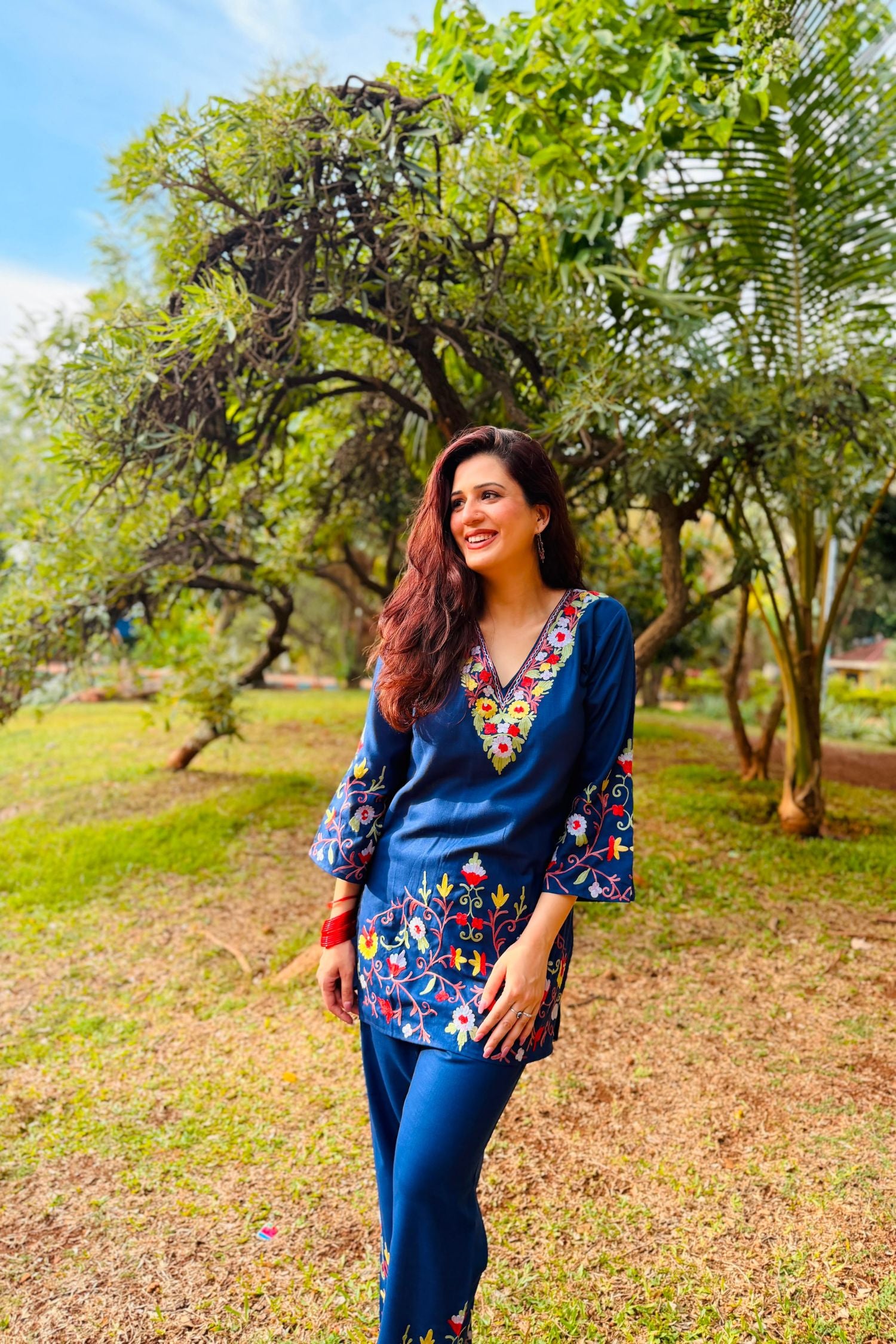 Isha Rikhi in Soha Cotton Kashmiri Kurta Co-ord Set