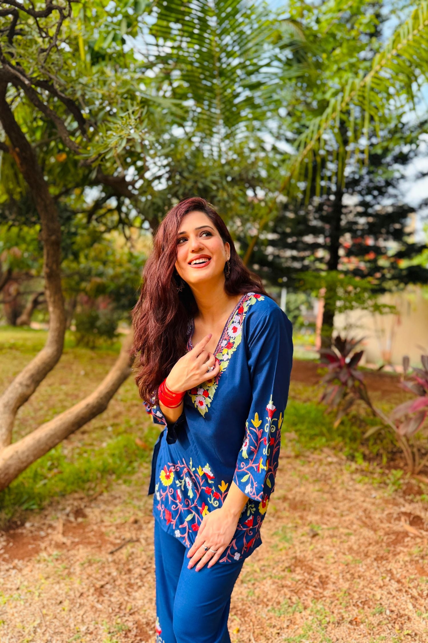 Isha Rikhi in Soha Cotton Kashmiri Kurta Co-ord Set
