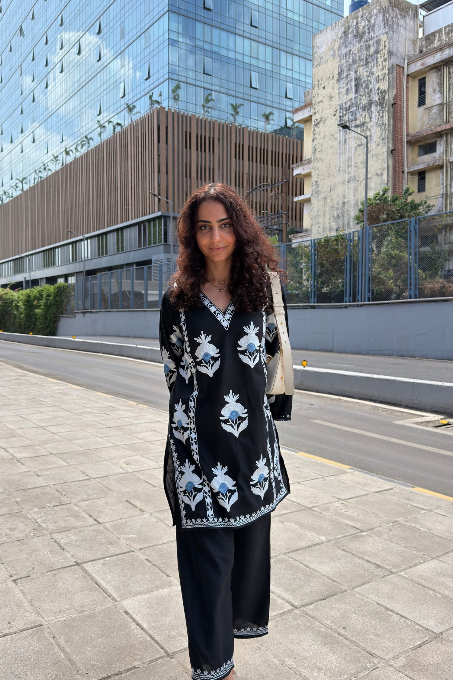 Simmy Goraya in Aiza Cotton Kashmiri Kurta Co-ord Set