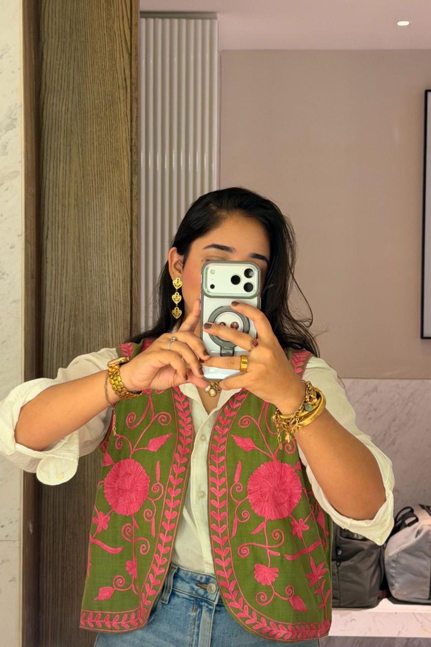 Maneet Bedi In Mohlat Kiwi Green Kashmiri Gilet