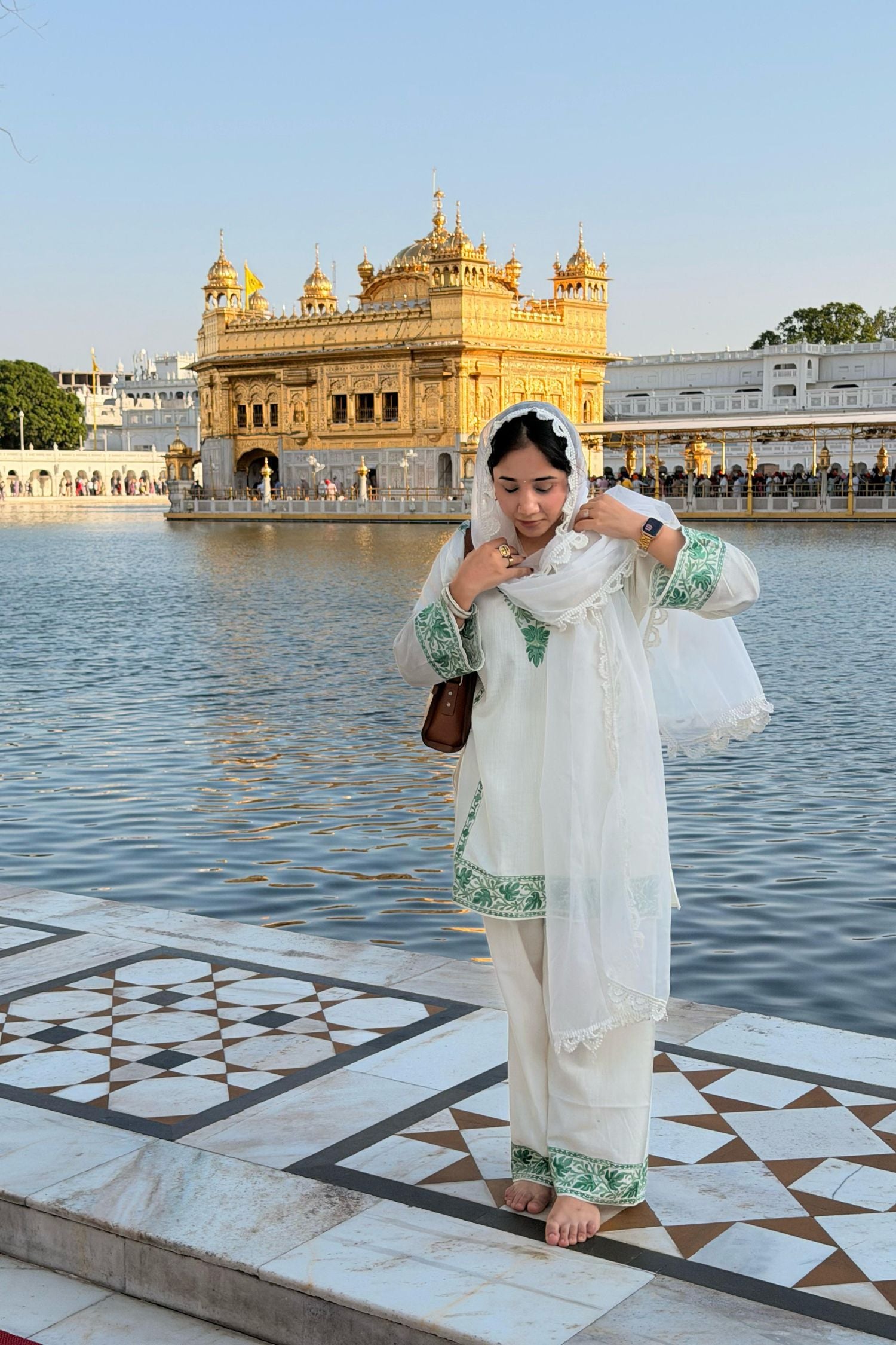 Maneet Bedi In Alia Green Cotton Kashmiri Kurta and Pants Set