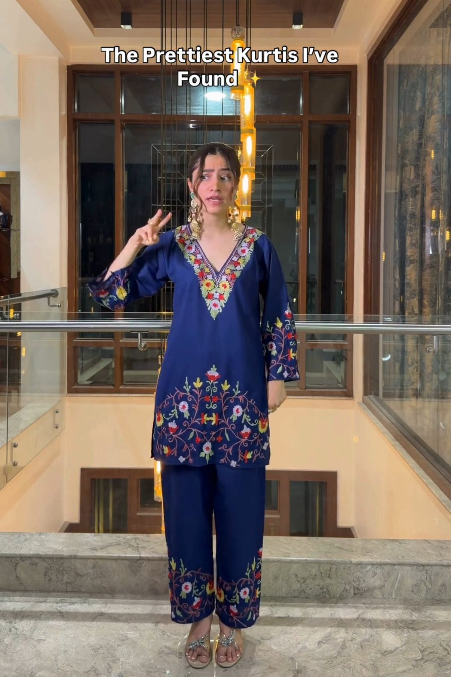 Tanya Khubchandani In Soha Cotton Kashmiri Kurta Co-ord Set