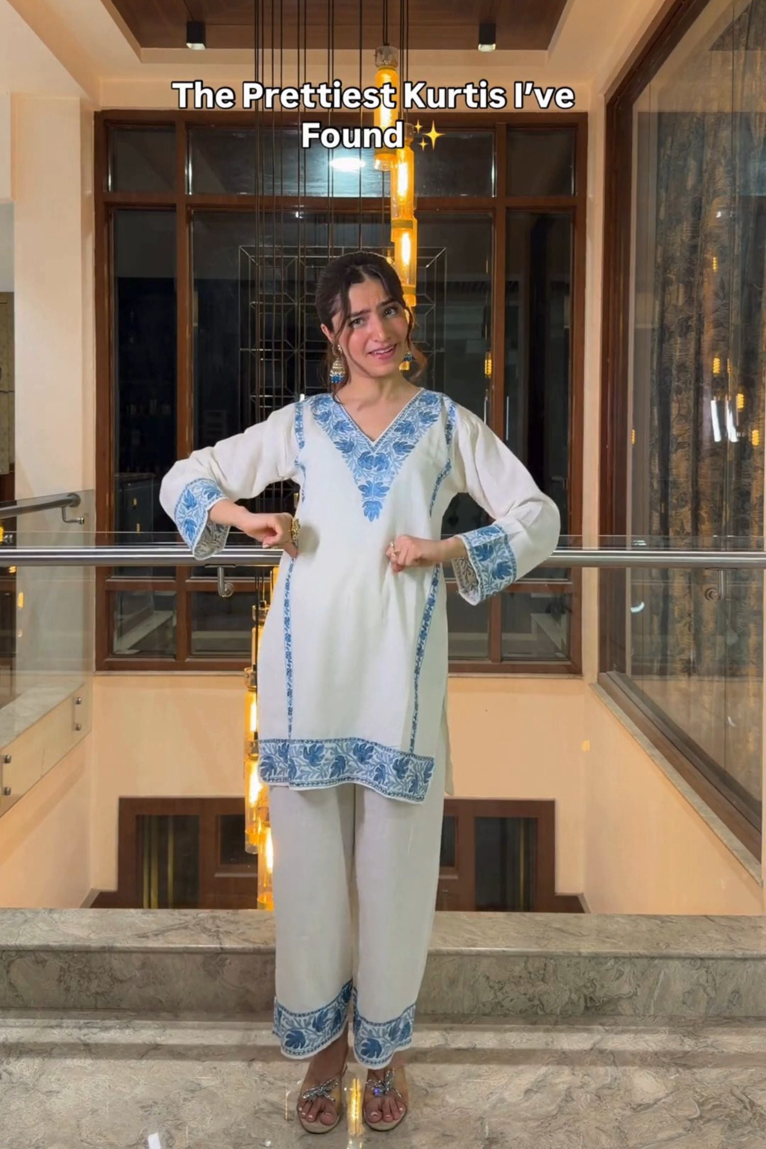Tanya Khubchandani In Alia Cotton Kashmiri Kurta Co-ord Set