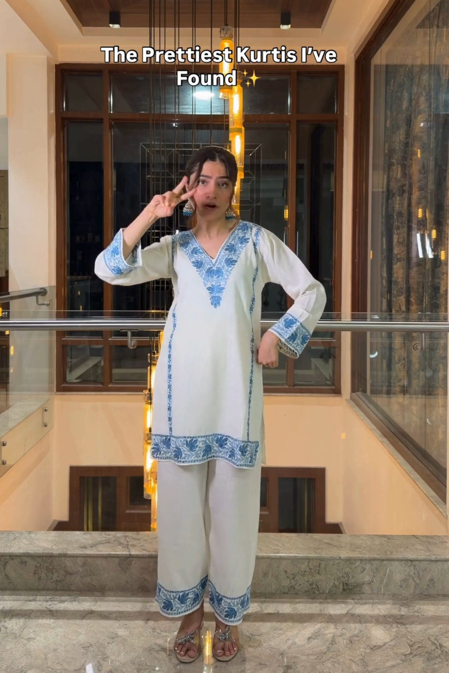 Tanya Khubchandani In Alia Cotton Kashmiri Kurta Co-ord Set
