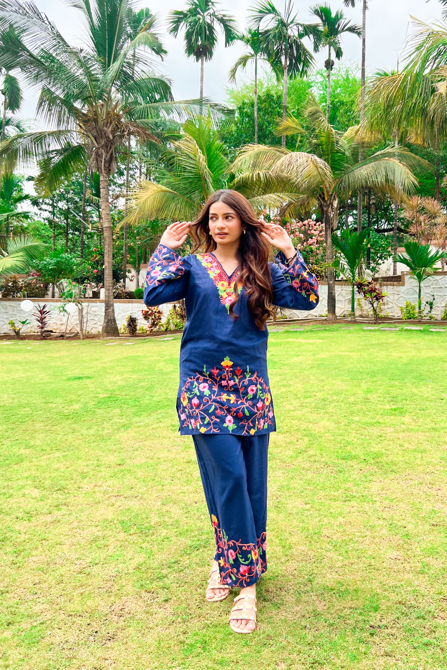 Nidhi Shetty In Soha Cotton Kashmiri Kurta Co-ord Set