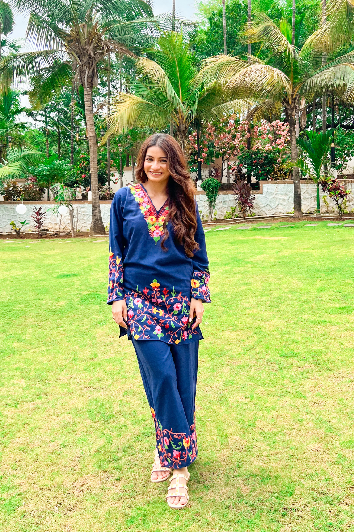 Nidhi Shetty In Soha Cotton Kashmiri Kurta Co-ord Set