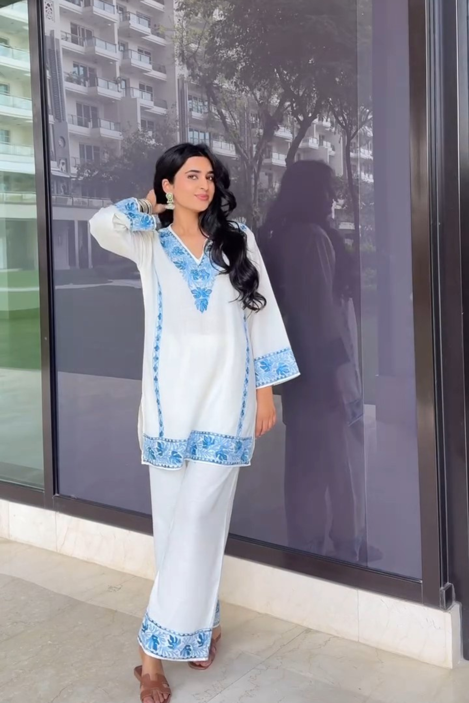 Bhavdeep Kaur In Alia Cotton Kashmiri Kurta Co-ord Set