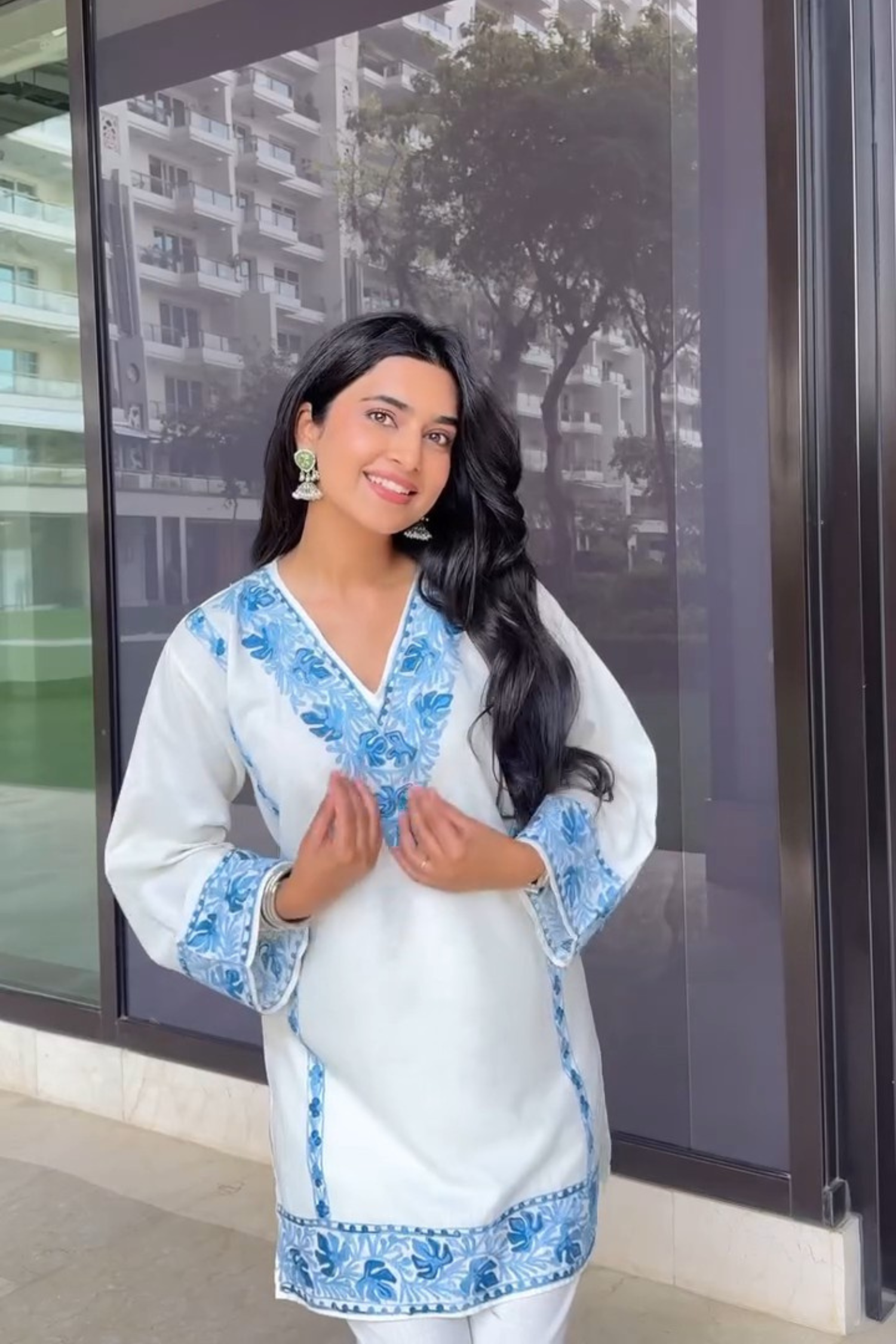 Bhavdeep Kaur In Alia Cotton Kashmiri Kurta Co-ord Set