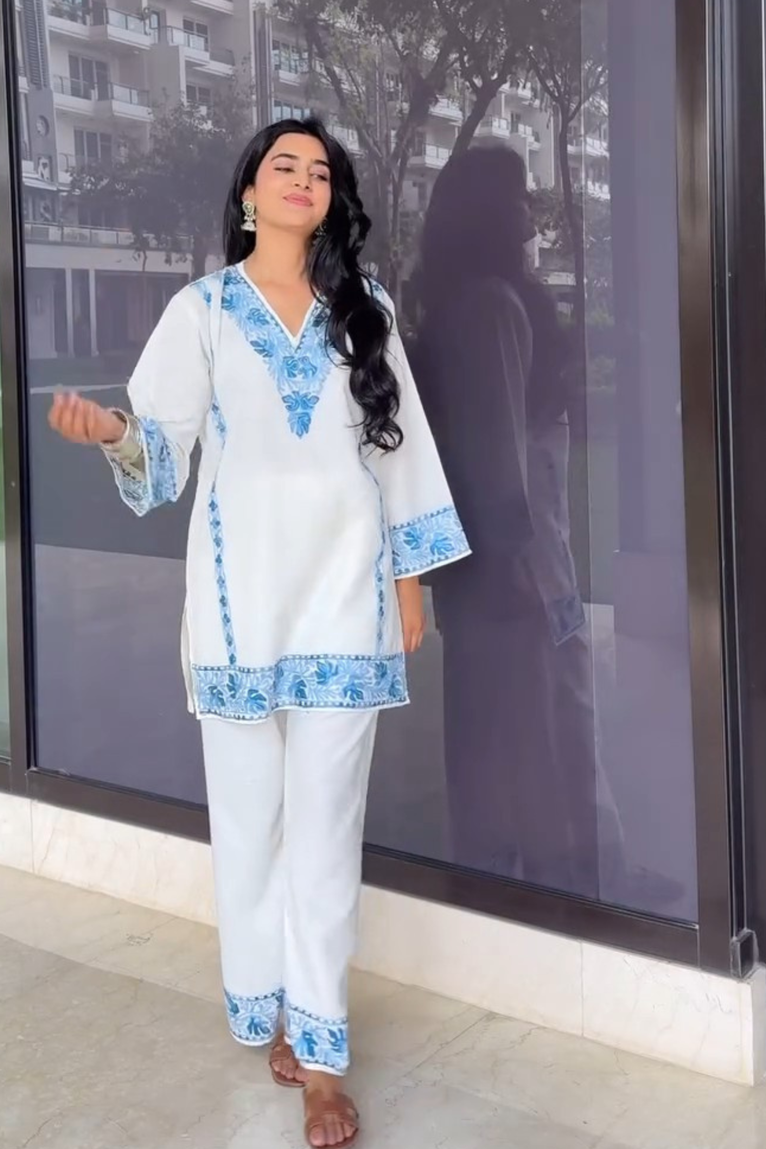 Bhavdeep Kaur In Alia Cotton Kashmiri Kurta Co-ord Set