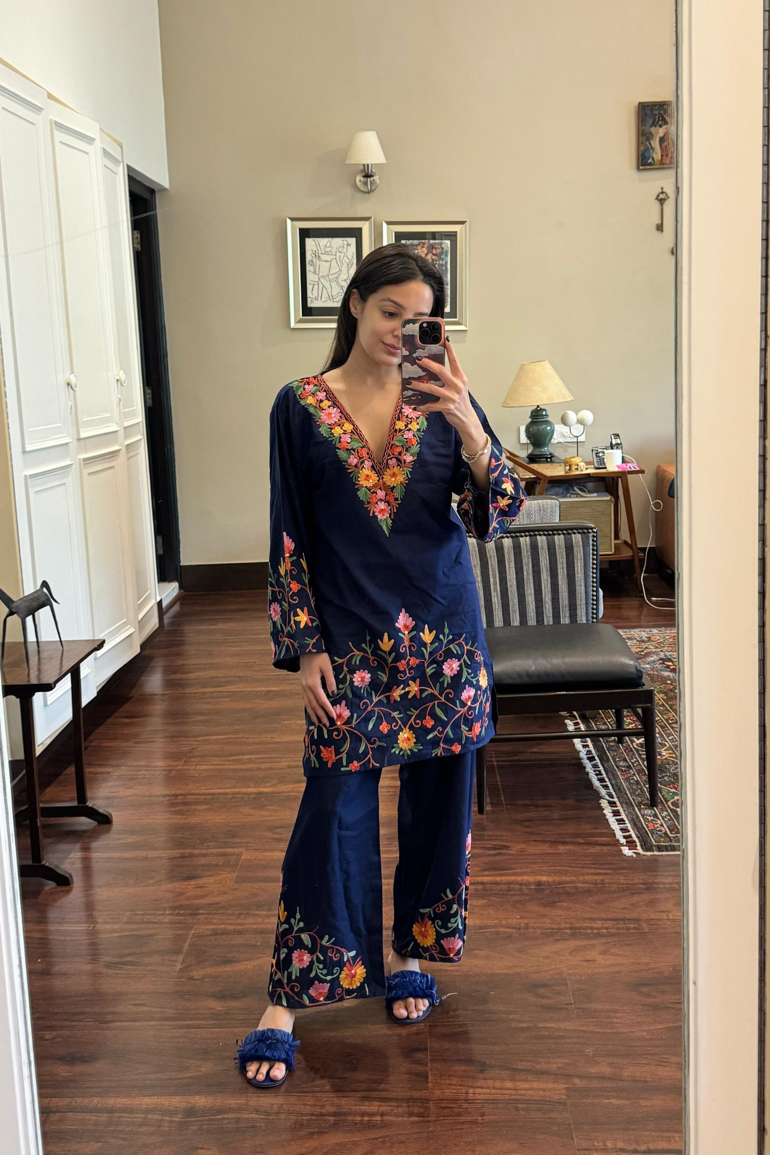 Tarini Manchanda In Soha Cotton Kashmiri Kurta Co-ord Set