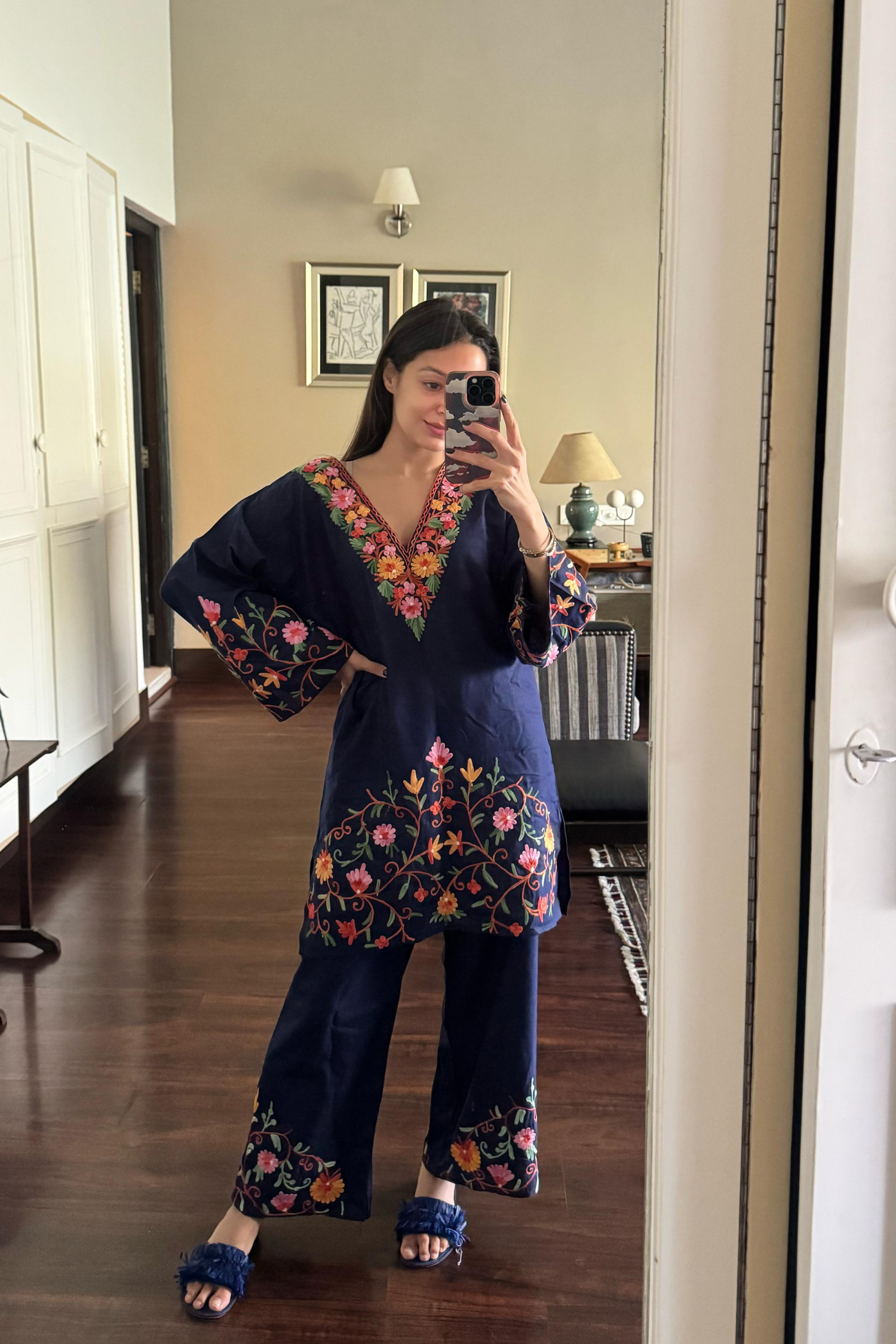 Tarini Manchanda In Soha Cotton Kashmiri Kurta Co-ord Set