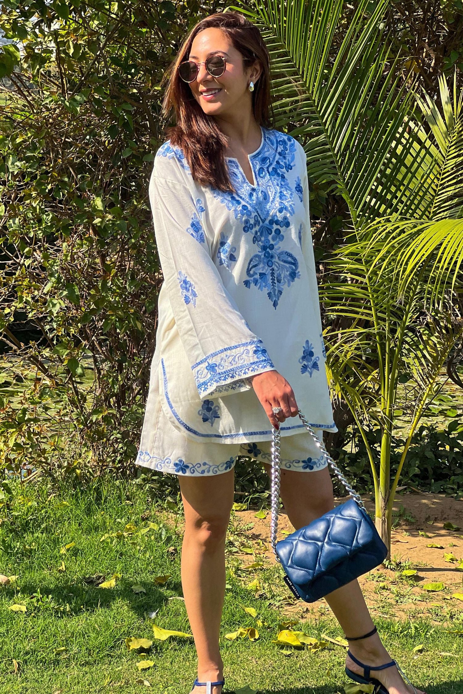 Rashee Shah Kuchroo In Flirty Fling White Kashmiri Kurta Shorts Set