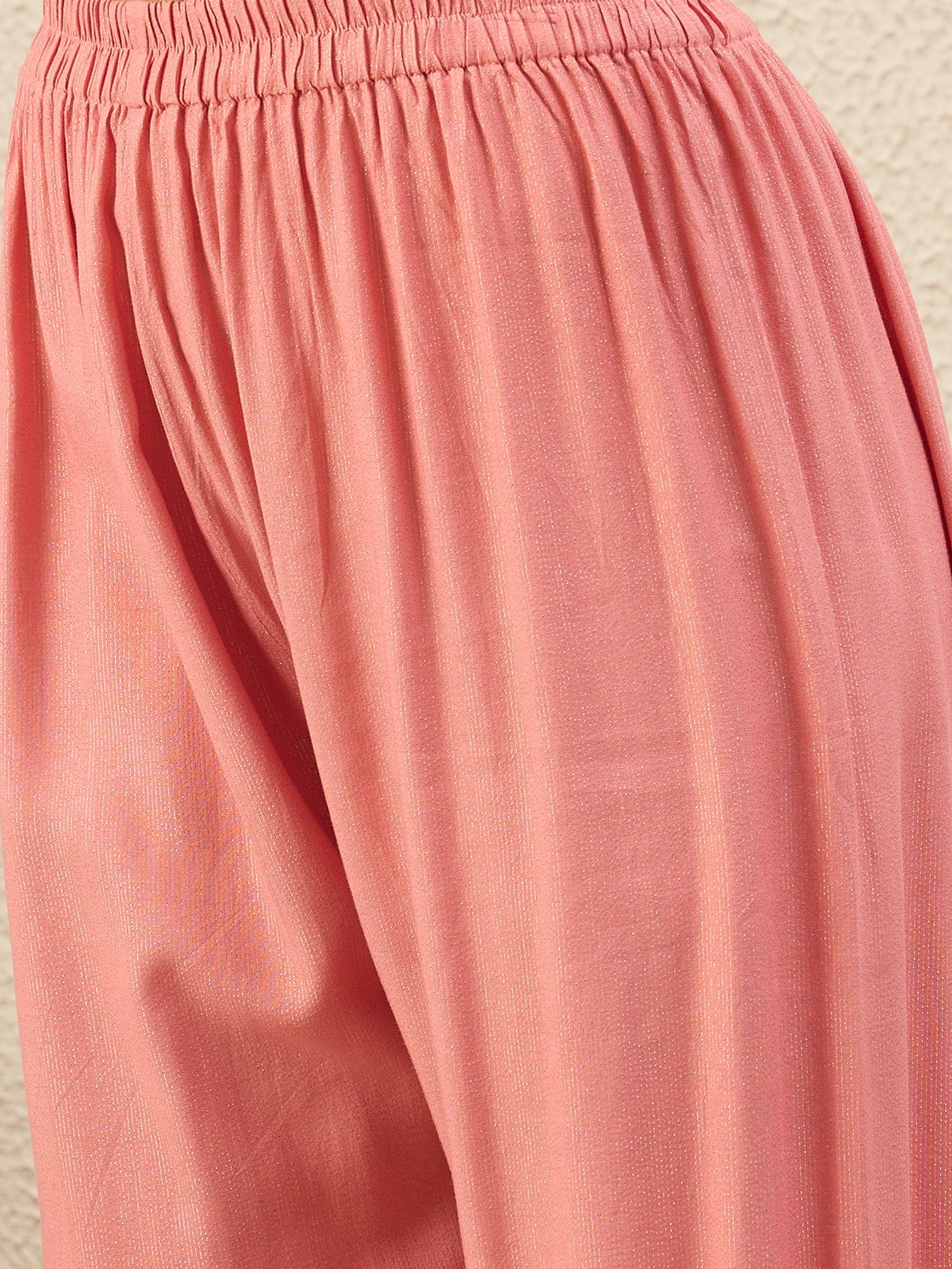 Laiba Pink Kashmiri Kaftan Kurta Set with Pants