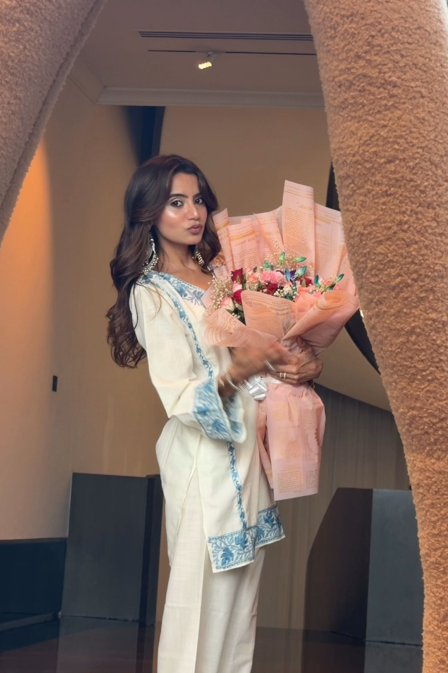 Sonali Singh In Alia Cotton Kashmiri Kurta Co-ord Set