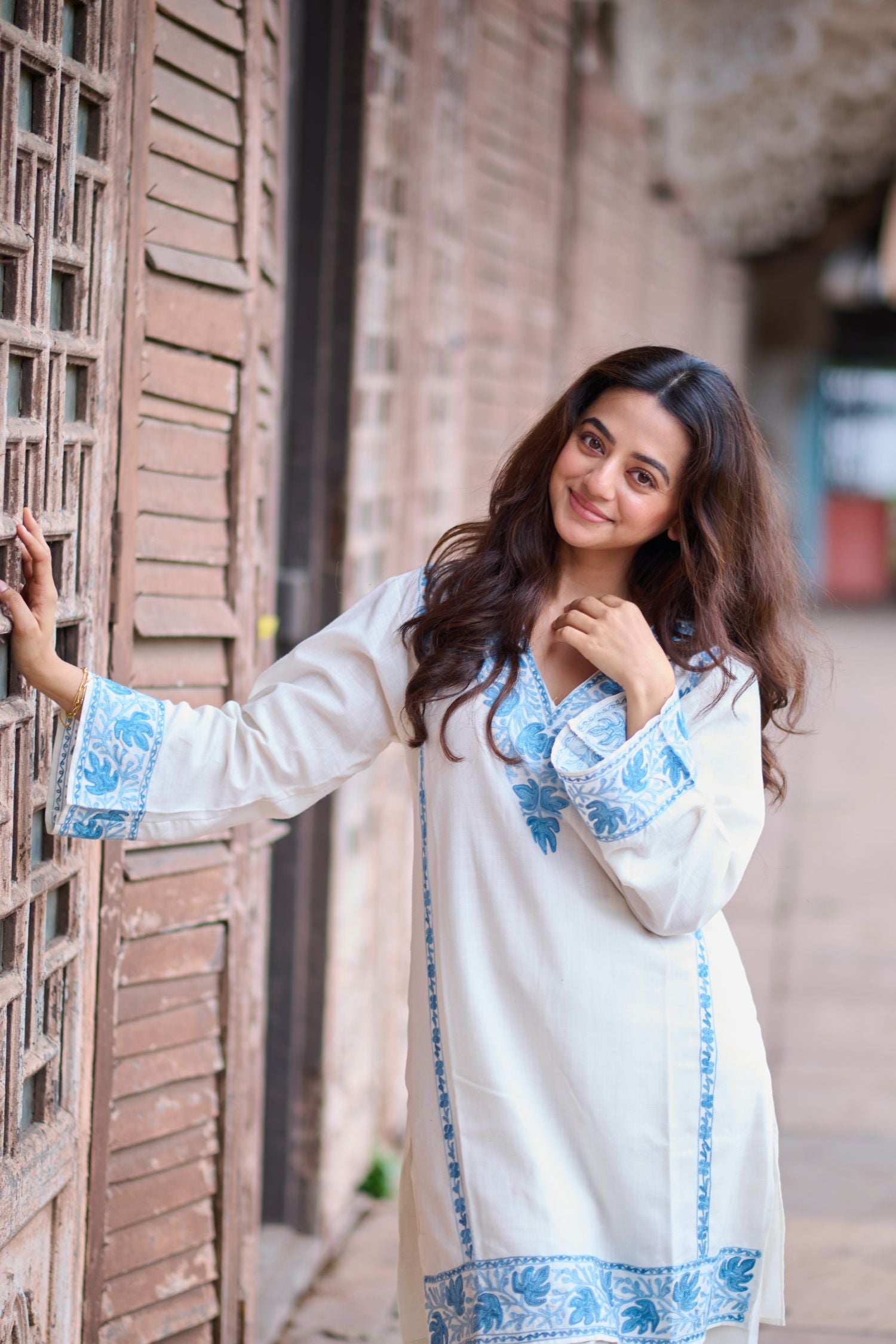 Helly Shah In Alia Cotton Kashmiri Kurta Co-ord Set