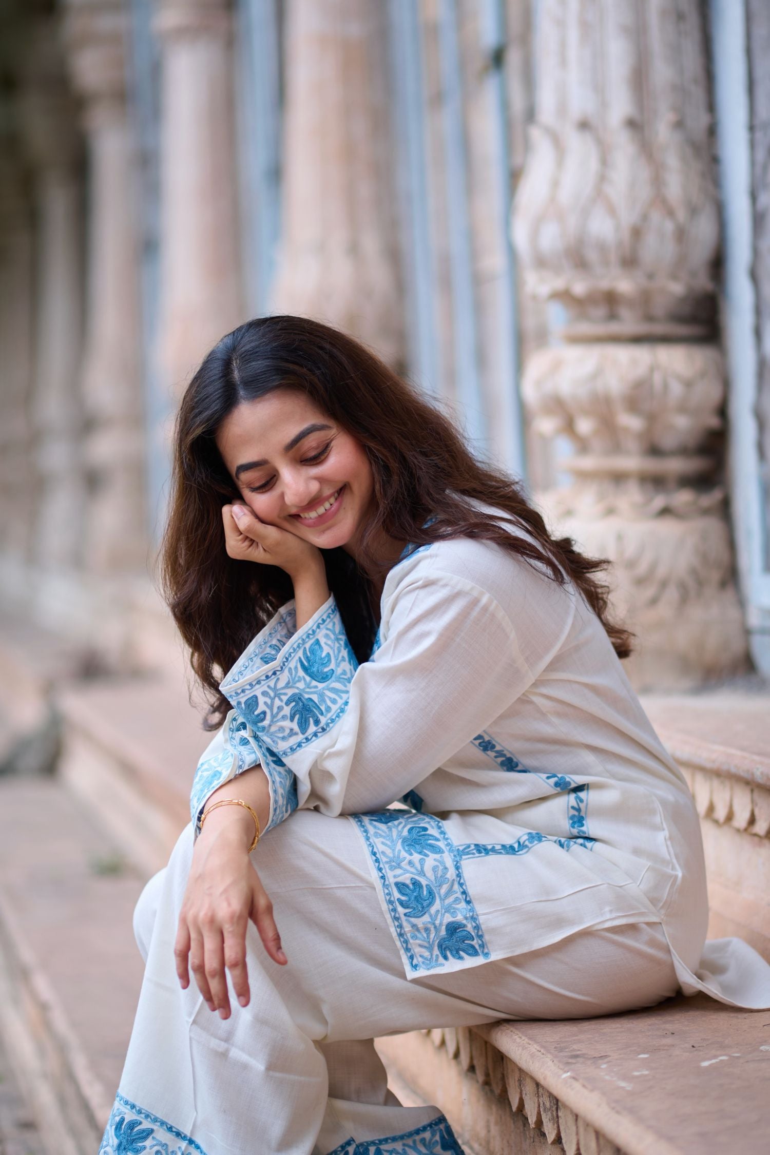 Helly Shah In Alia Cotton Kashmiri Kurta Co-ord Set