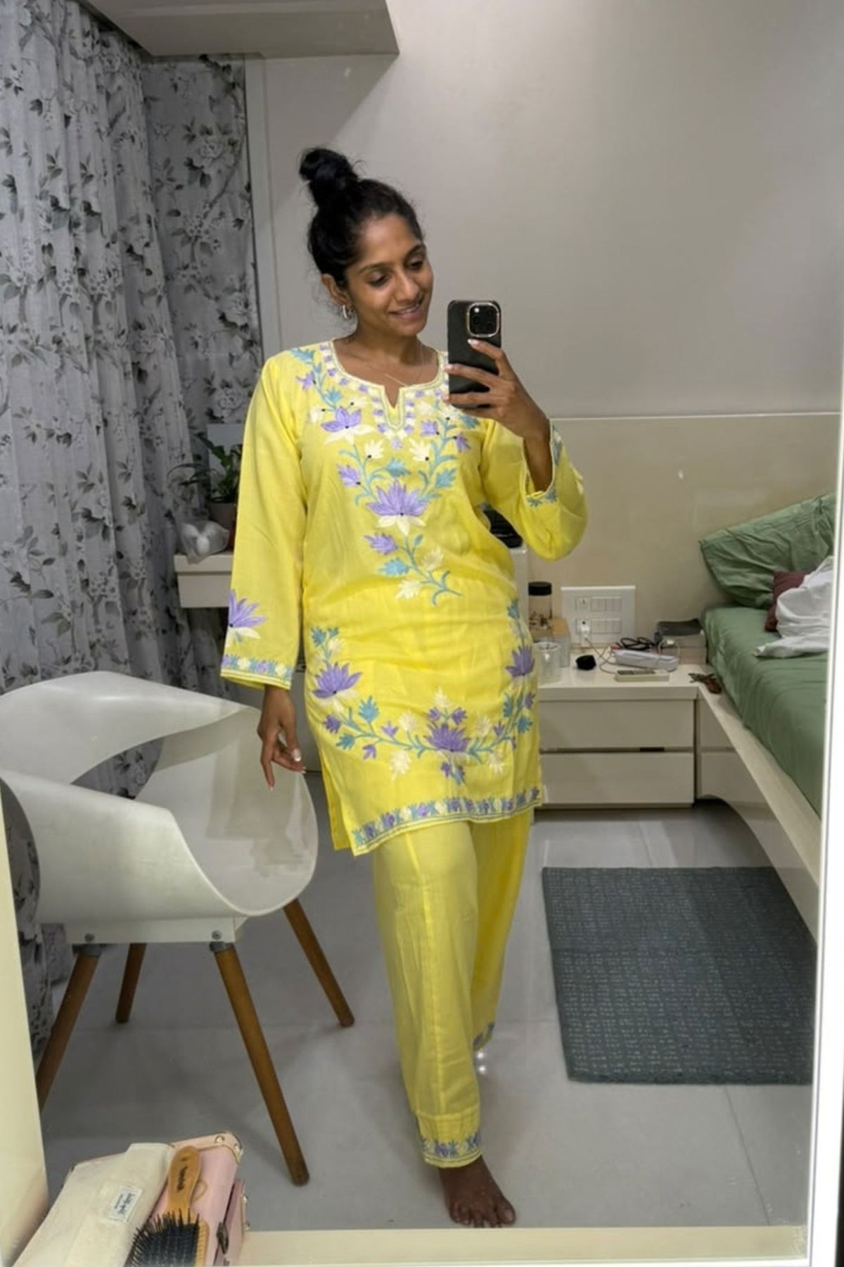 Jamie Lever In Eshal Yellow Kashmiri Kurta And Farshi Set