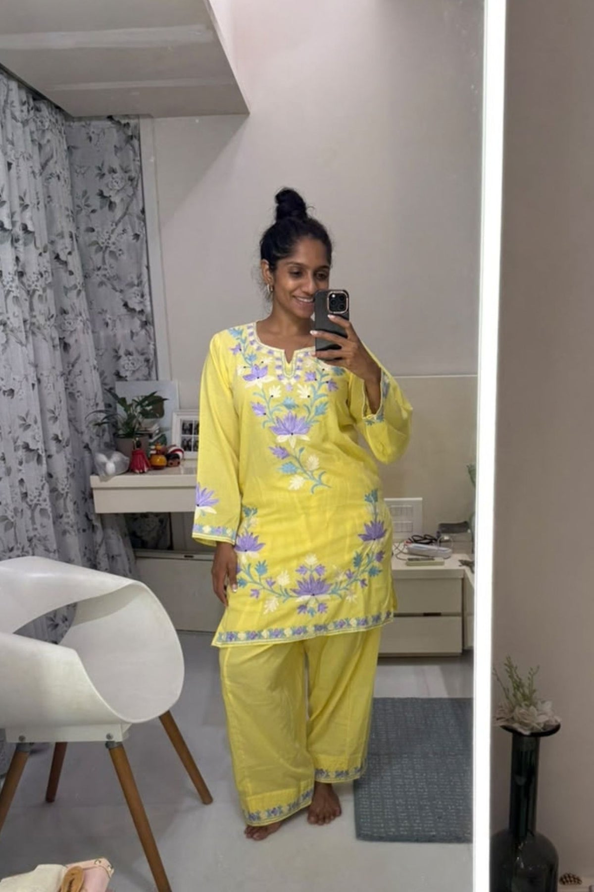 Jamie Lever In Eshal Yellow Kashmiri Kurta And Farshi Set