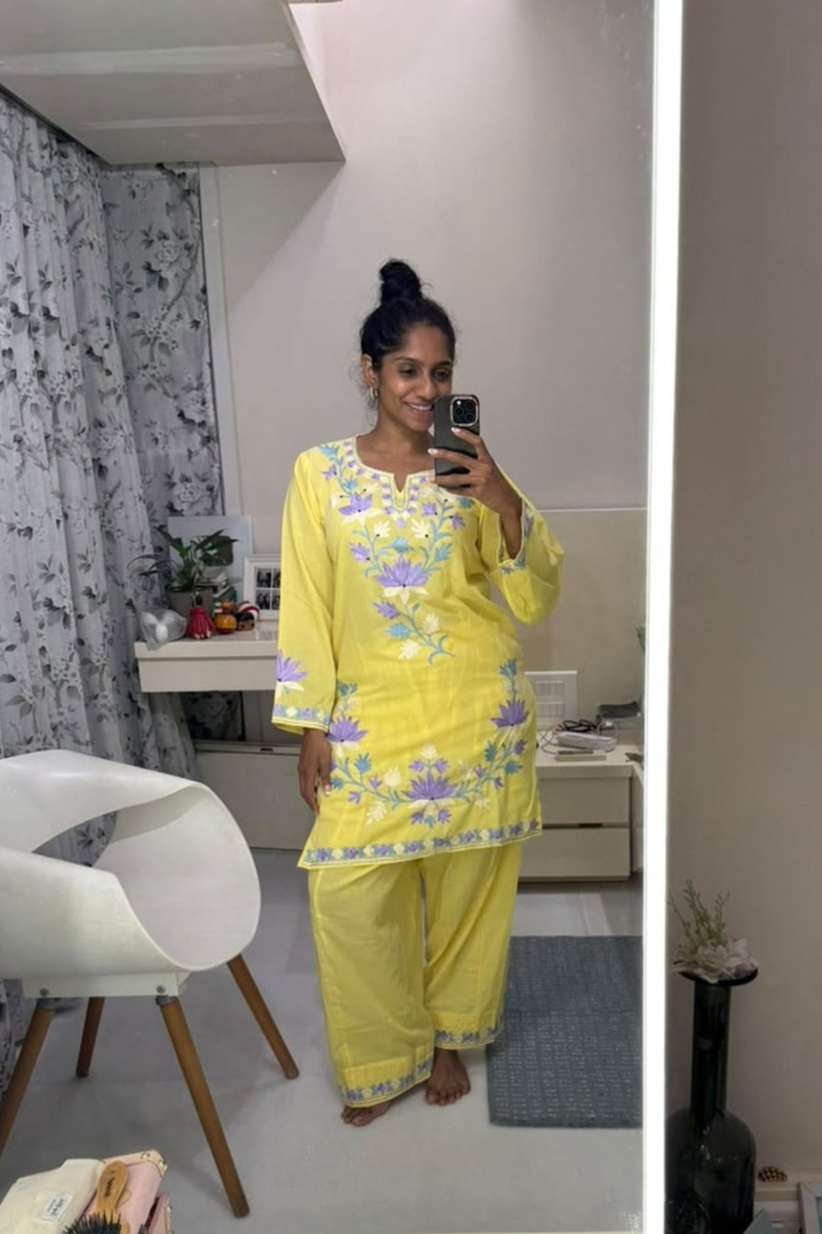 Jamie Lever In Eshal Yellow Kashmiri Kurta And Farshi Set